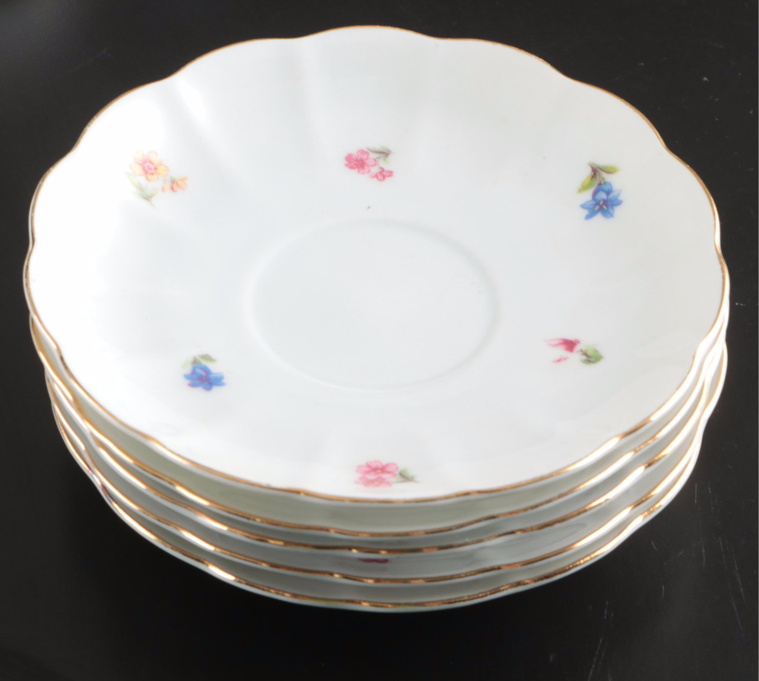 Arabia Floral Porcelain Teacups and Saucers