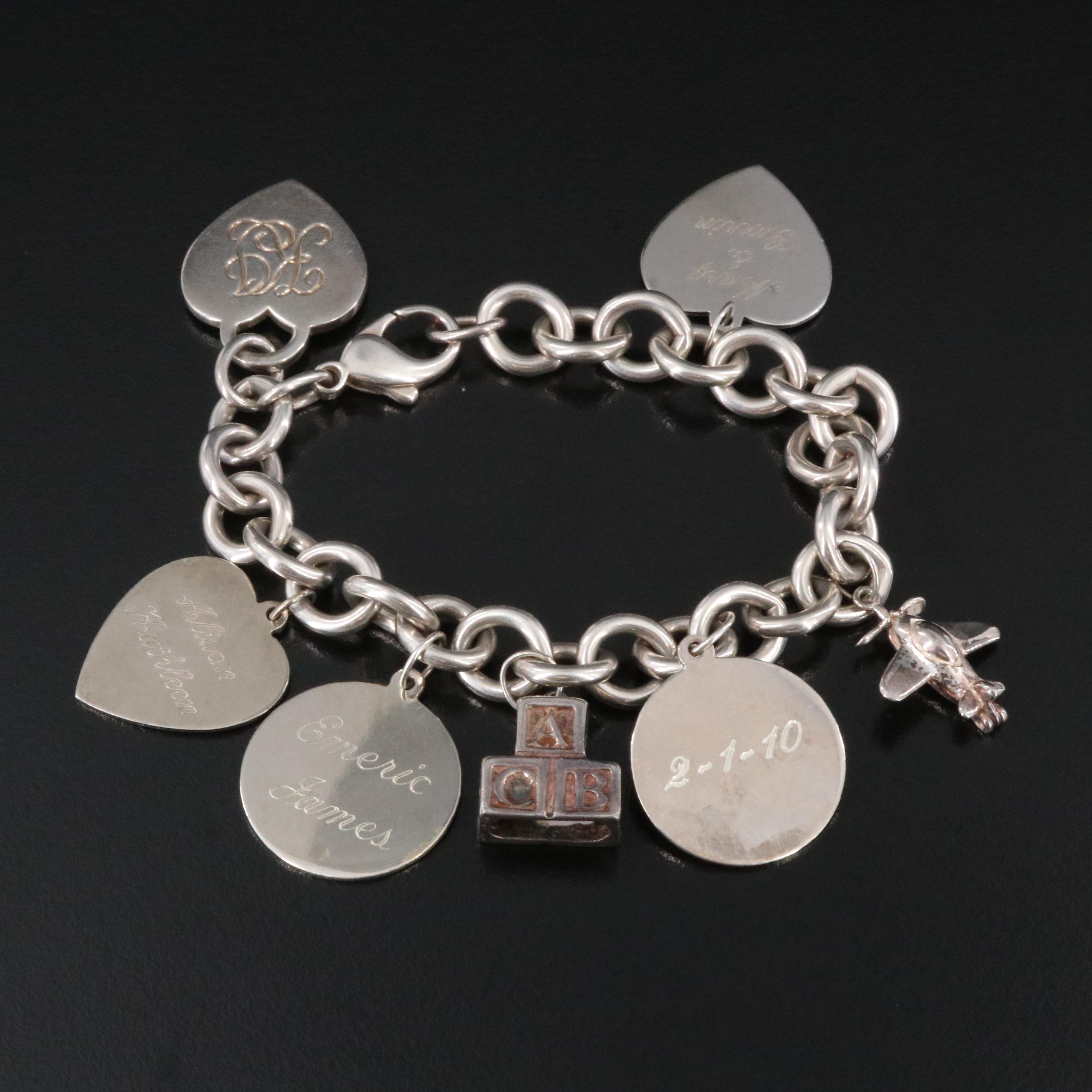 Vintage Sterling Charm Bracelet with Tiffany & Co. Heart Charm