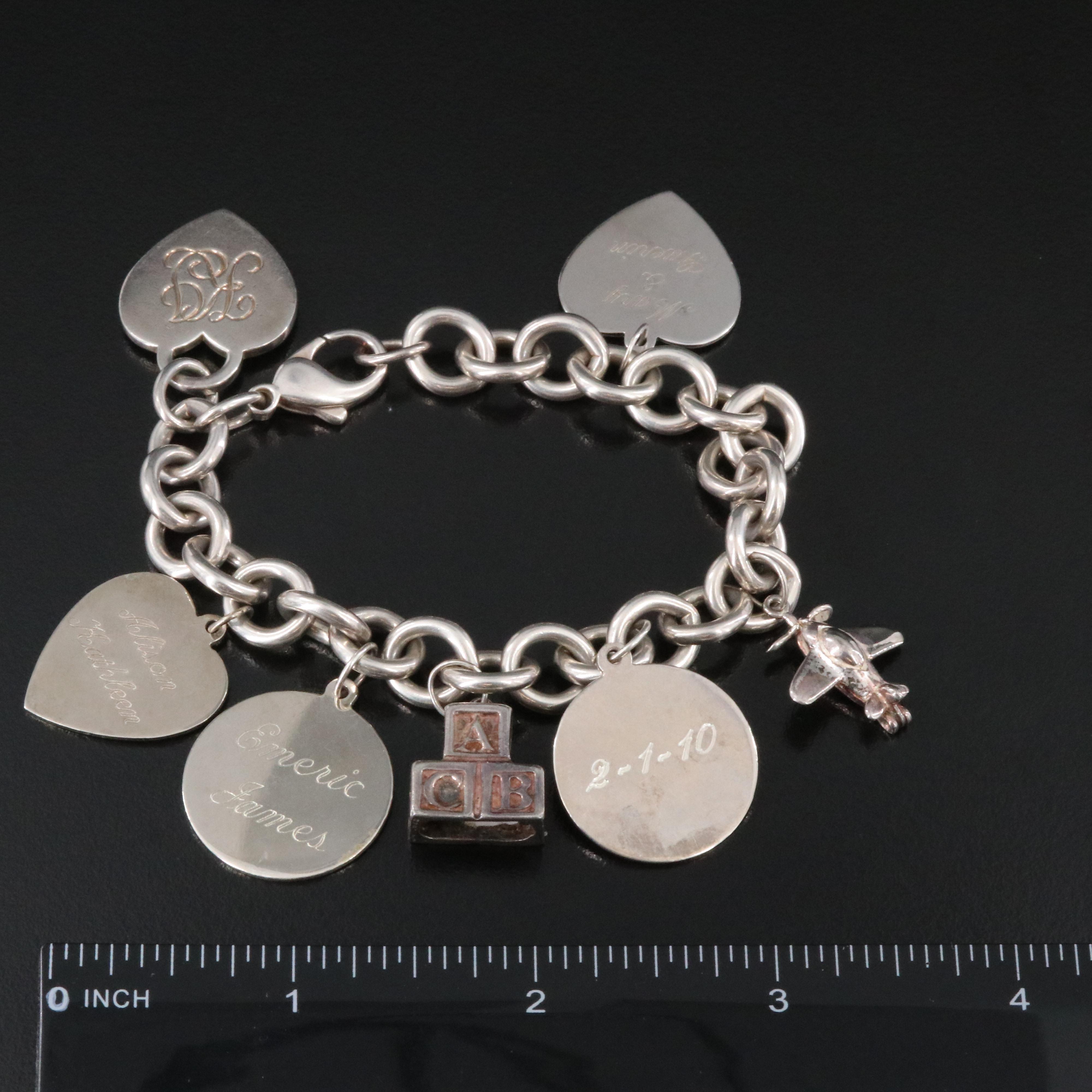 Vintage Sterling Charm Bracelet with Tiffany & Co. Heart Charm