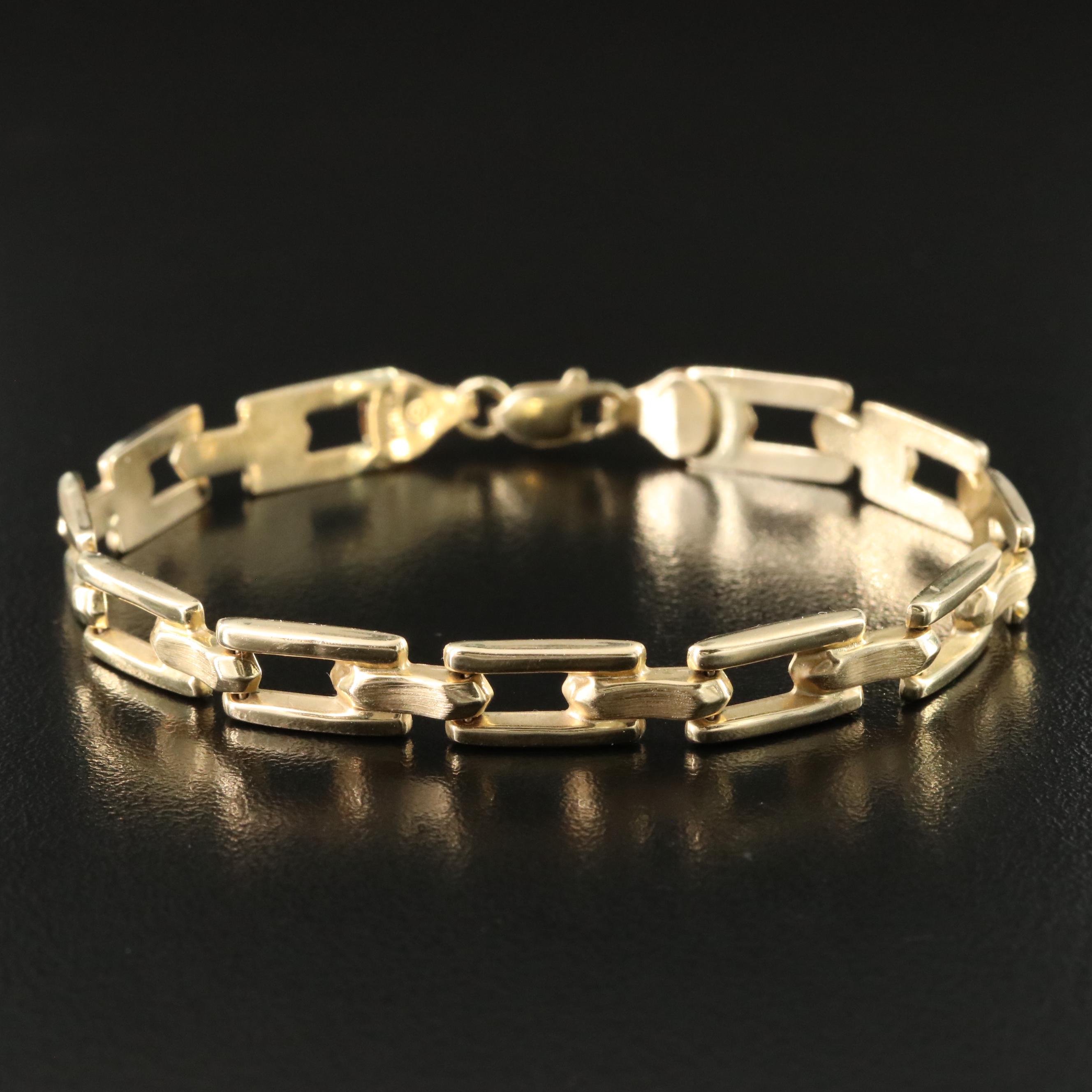 Italian 14K Rectangular Link Bracelet