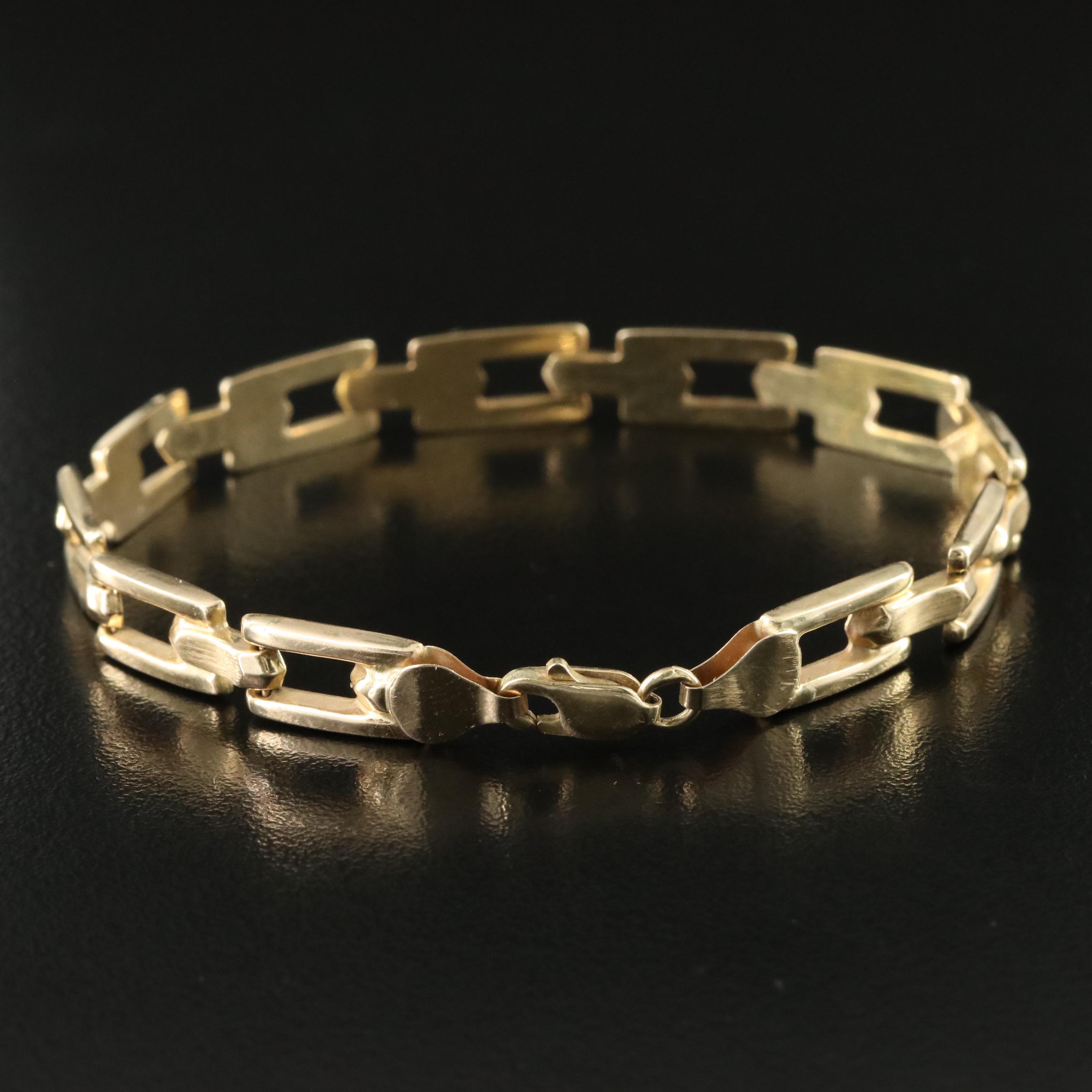 Italian 14K Rectangular Link Bracelet