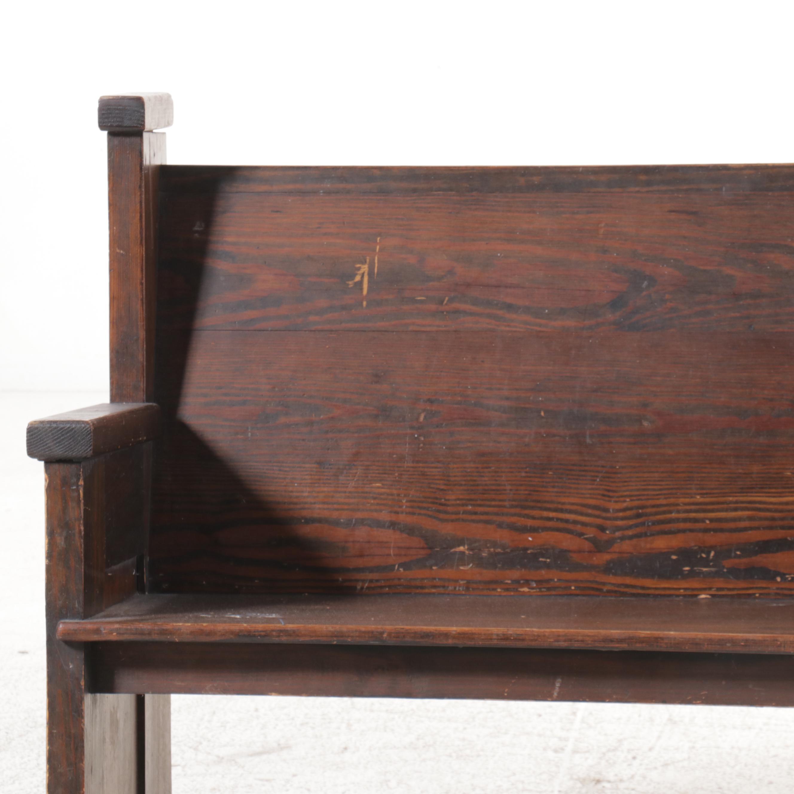 American Primitive Oak Pew, Early to Mid-20th Century
