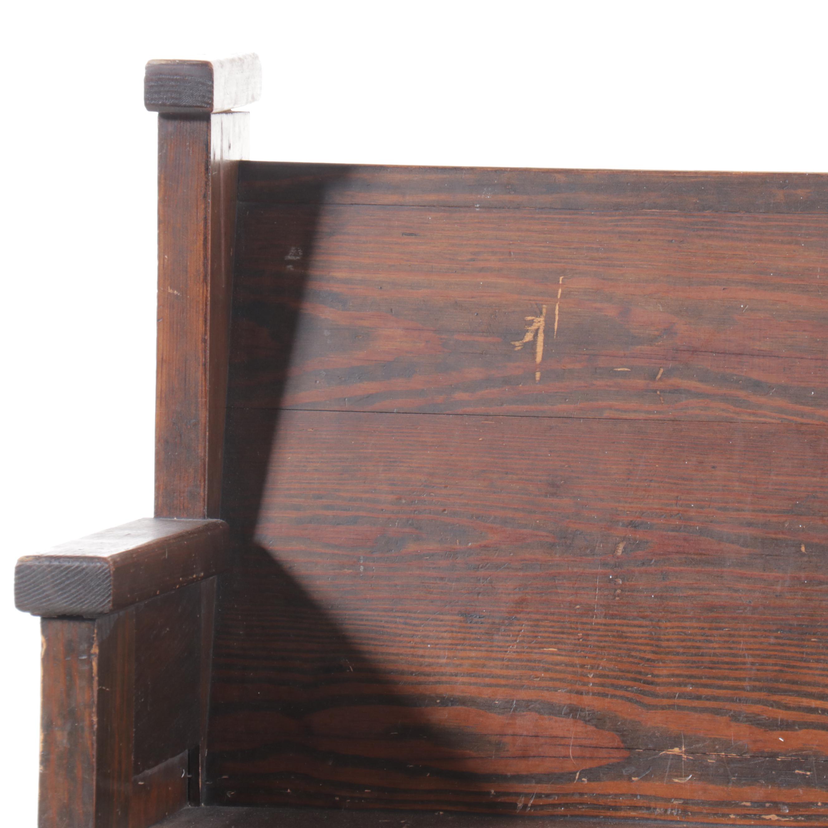 American Primitive Oak Pew, Early to Mid-20th Century