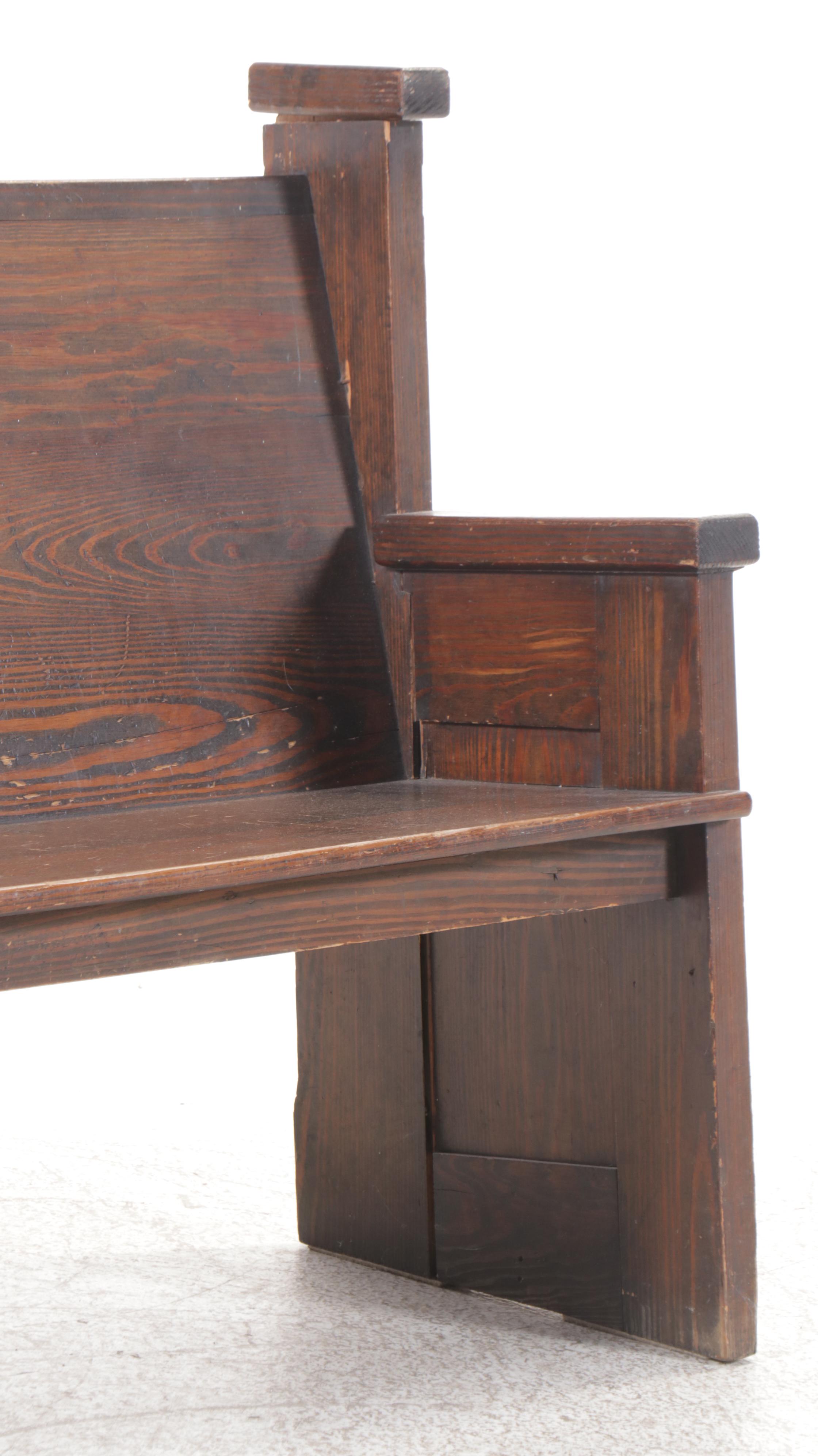 American Primitive Oak Pew, Early to Mid-20th Century