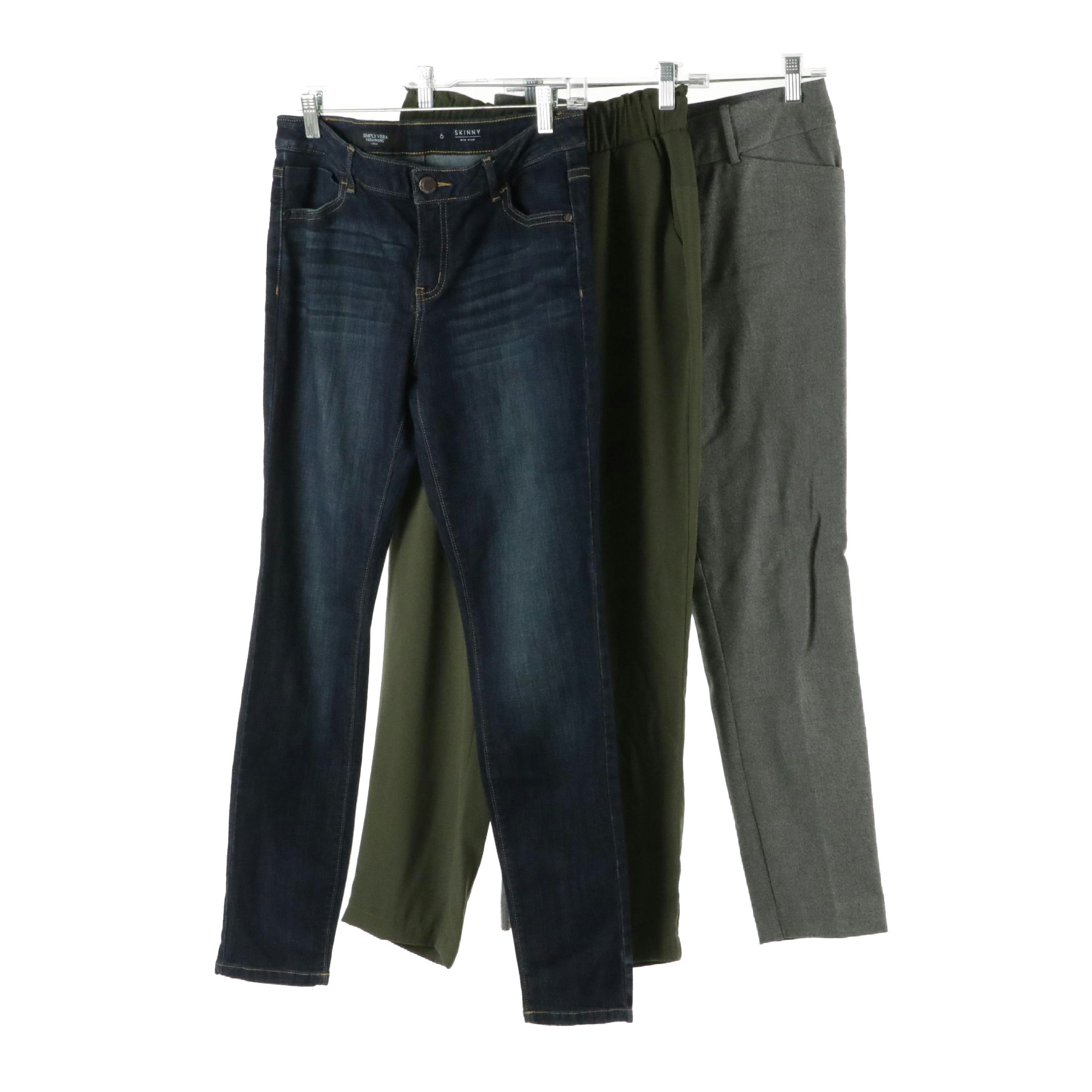 Simply Vera Wang Skinny Mid-Rise Jeans, A New Day Dress Pants and Olive Trousers