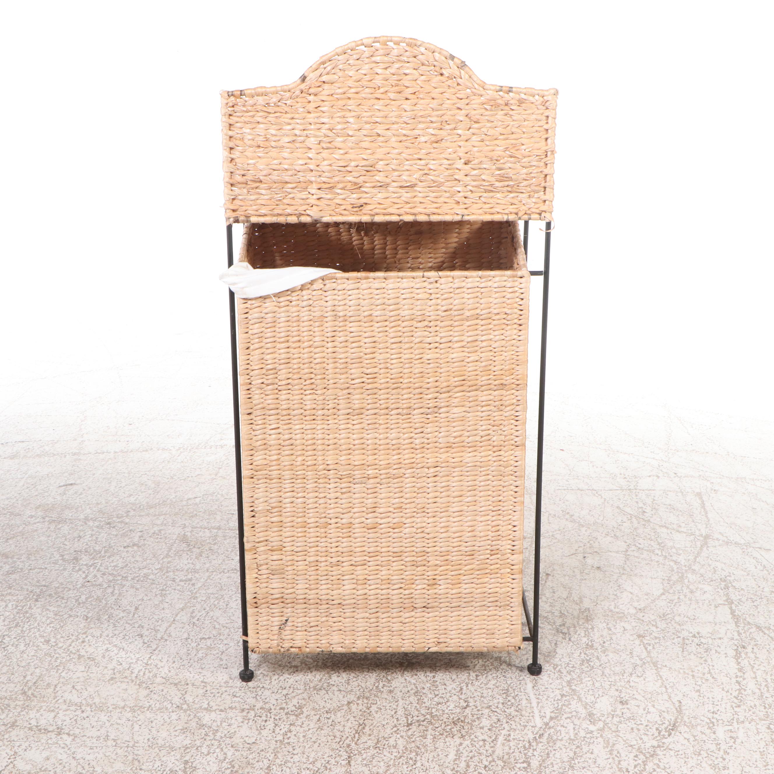 Contemporary Metal and Rush Hamper with Bathroom Accessories