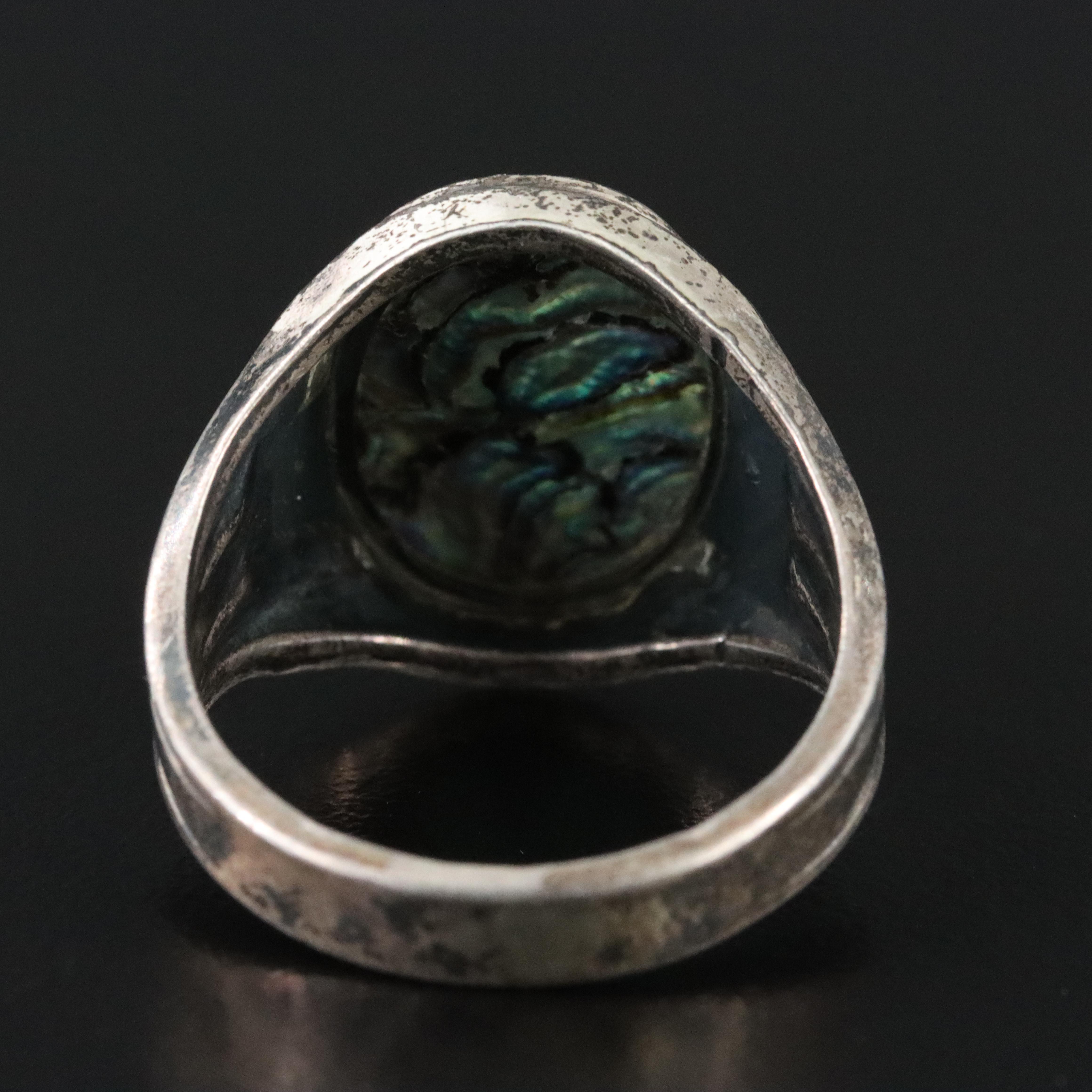 Clark & Coombs Co. Sterling Abalone Signet Ring