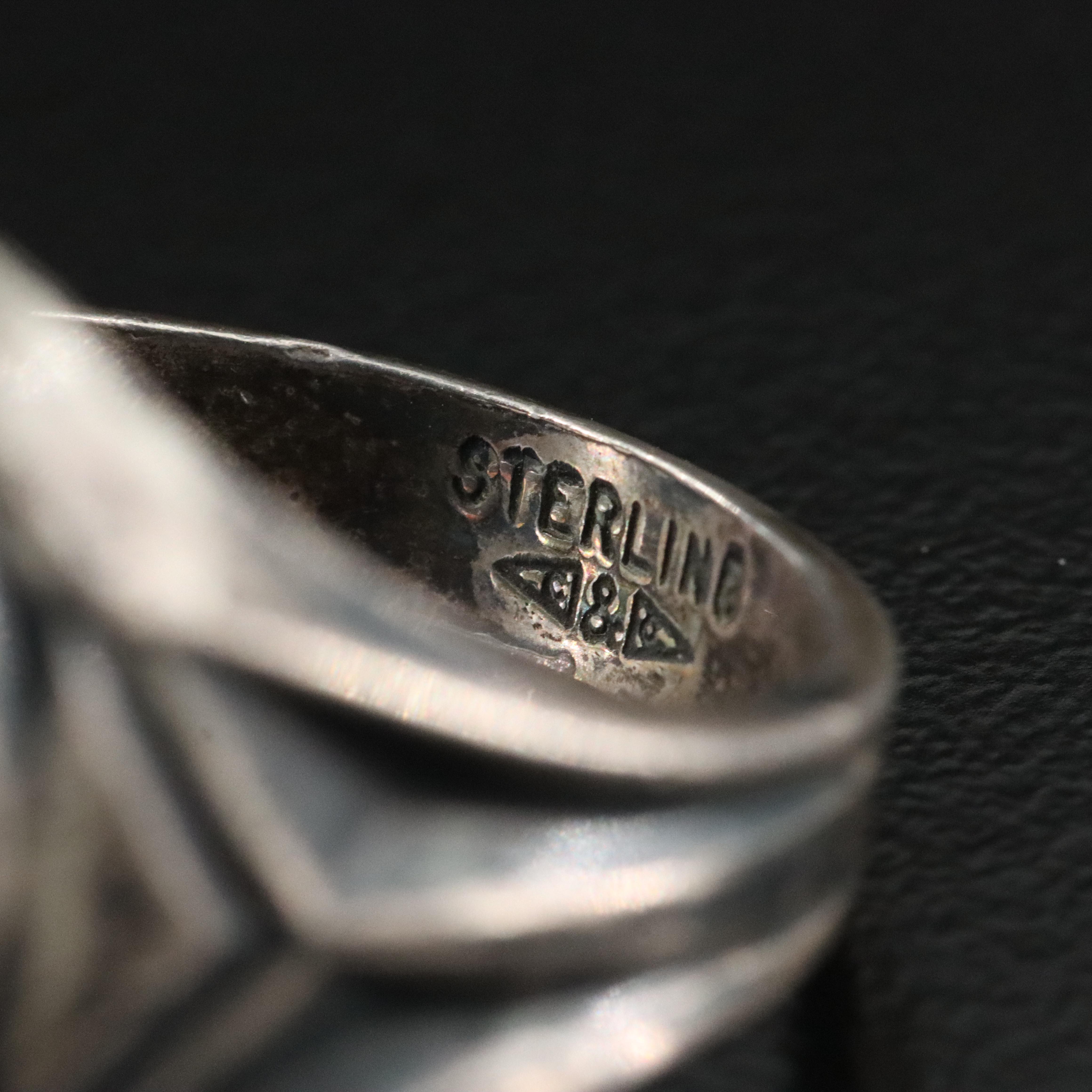 Clark & Coombs Co. Sterling Abalone Signet Ring