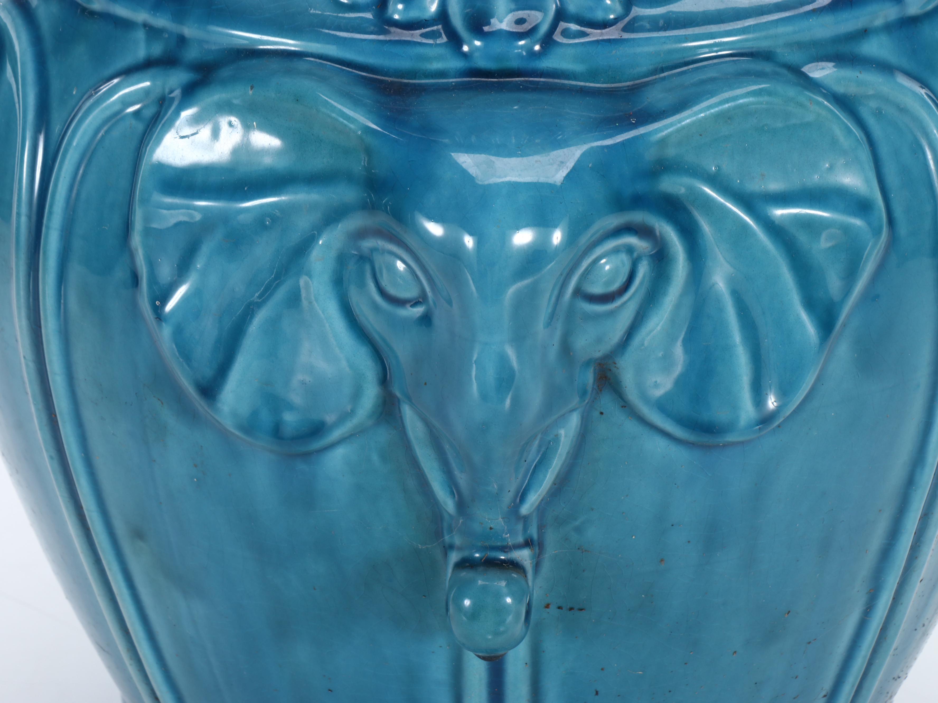 Turquoise Glazed Ceramic Elephant Garden Seat