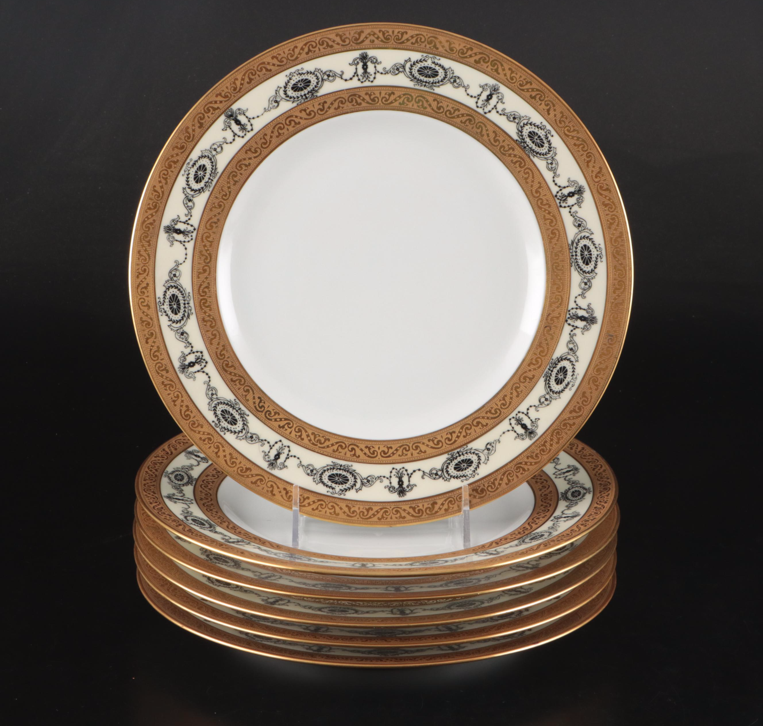 Hutschenreuther Louis XVI Style Gold Gilt Porcelain Dinner Plates