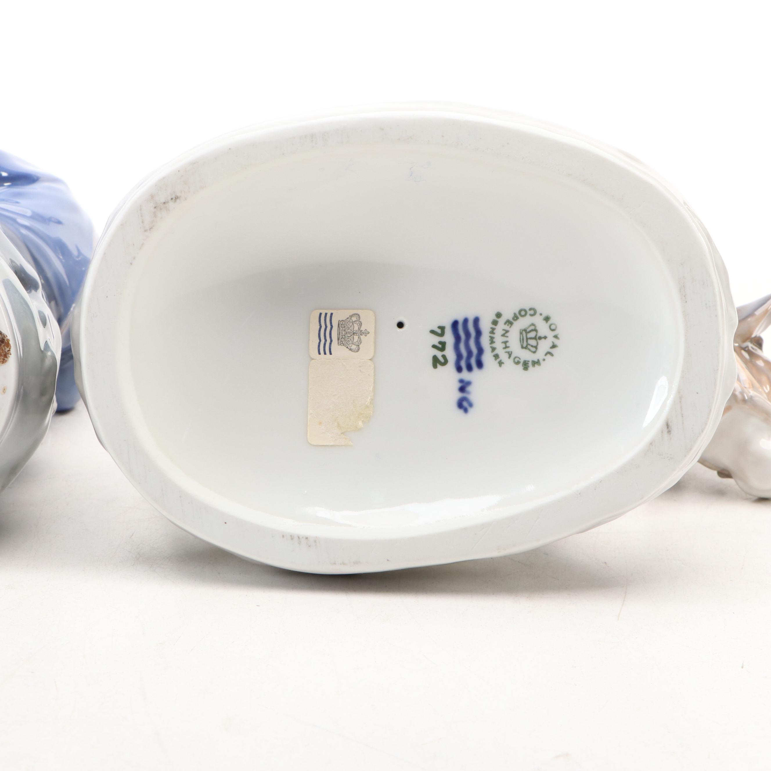 Royal Copenhagen Porcelain "Goose Girl," "Boy with Cow" and Other Figurines