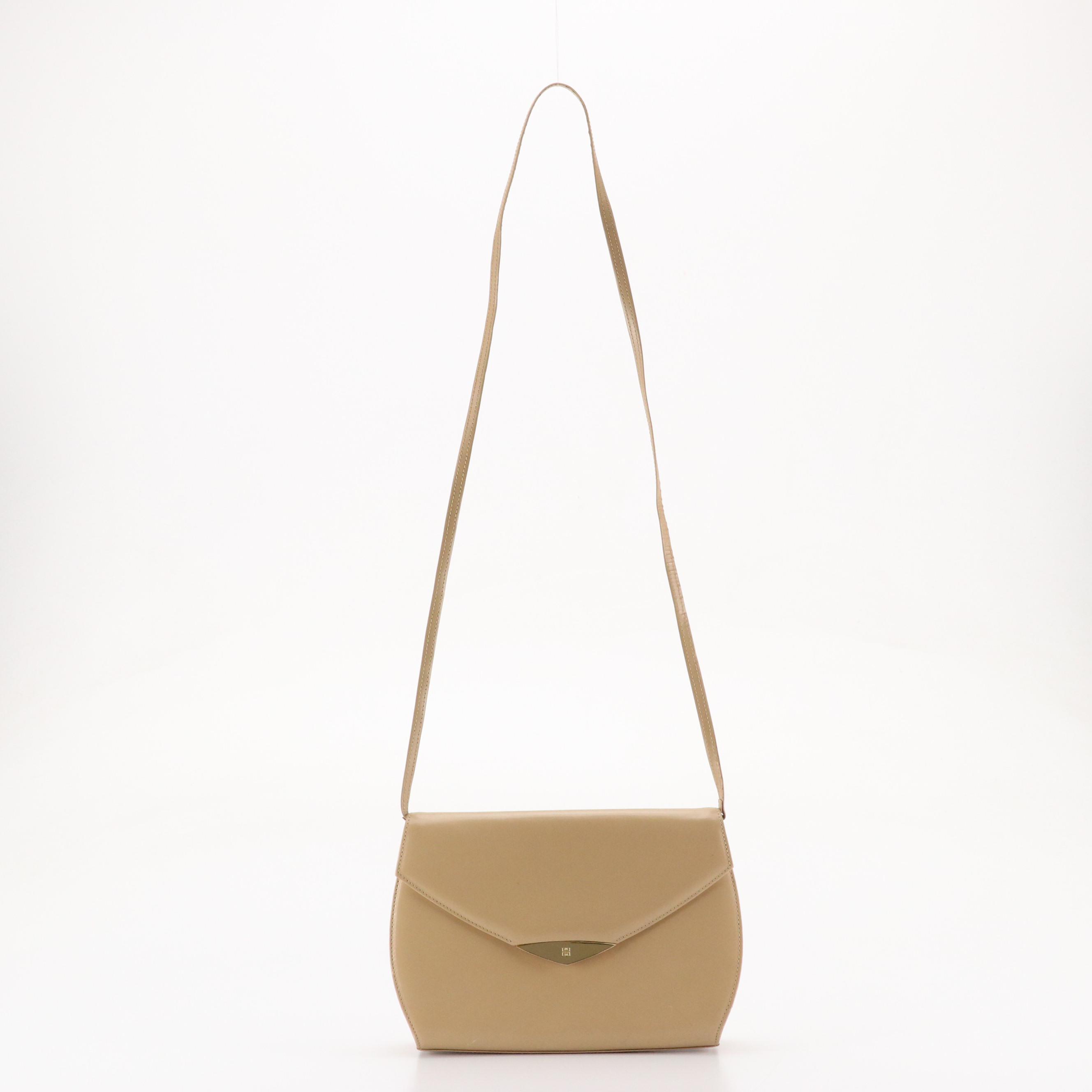 Givenchy Vintage Envelope-Flap Shoulder Bag in Smooth Beige Leather