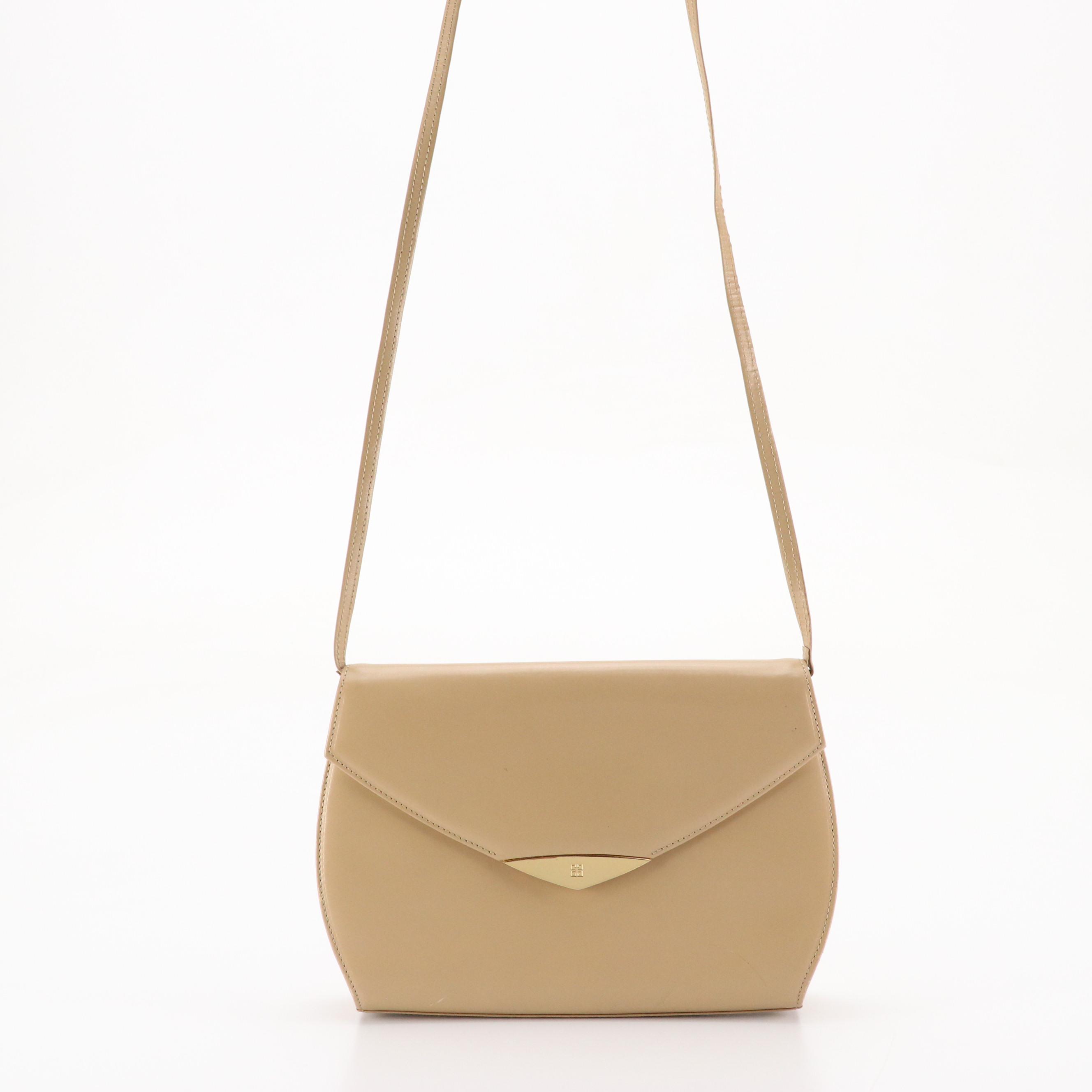 Givenchy Vintage Envelope-Flap Shoulder Bag in Smooth Beige Leather