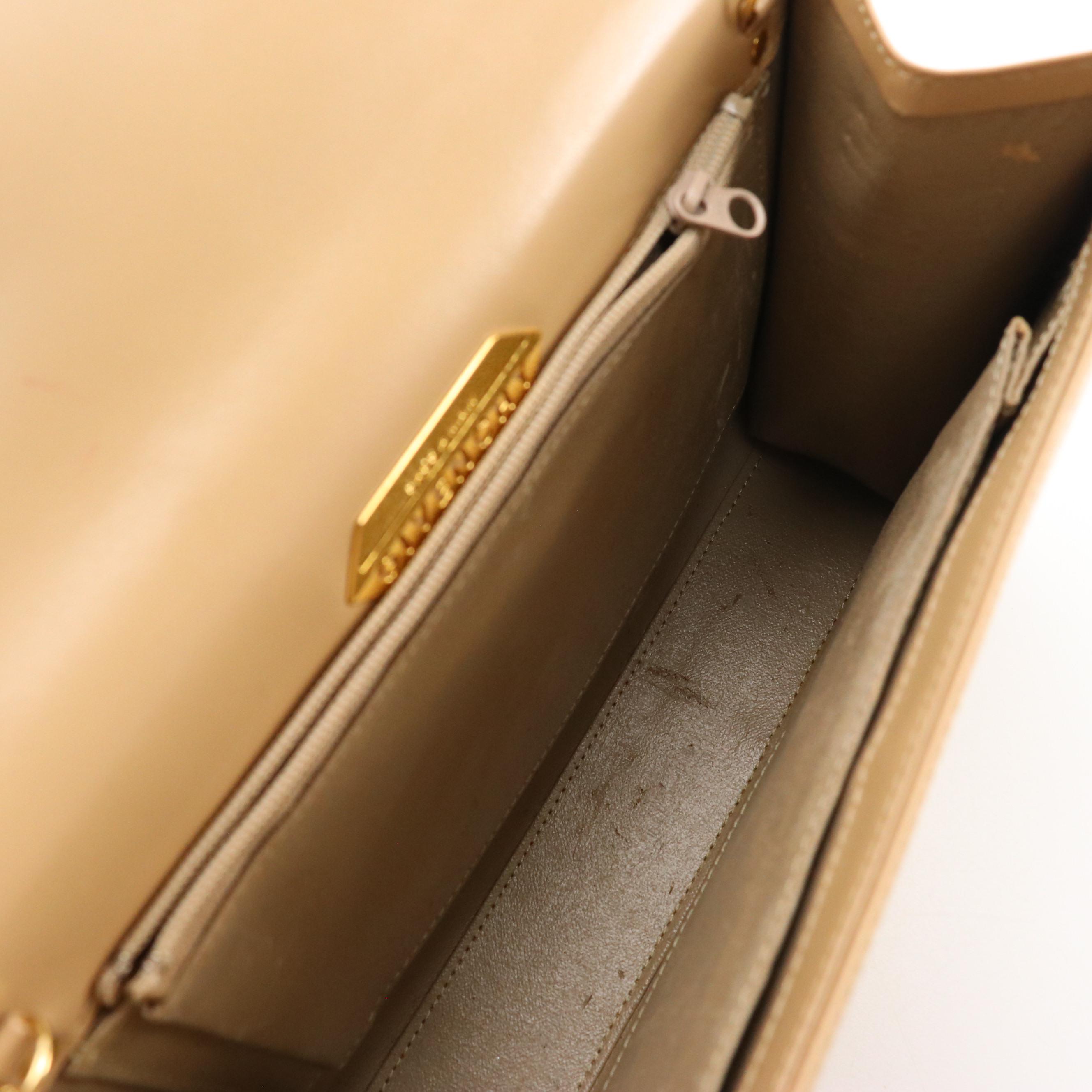 Givenchy Vintage Envelope-Flap Shoulder Bag in Smooth Beige Leather