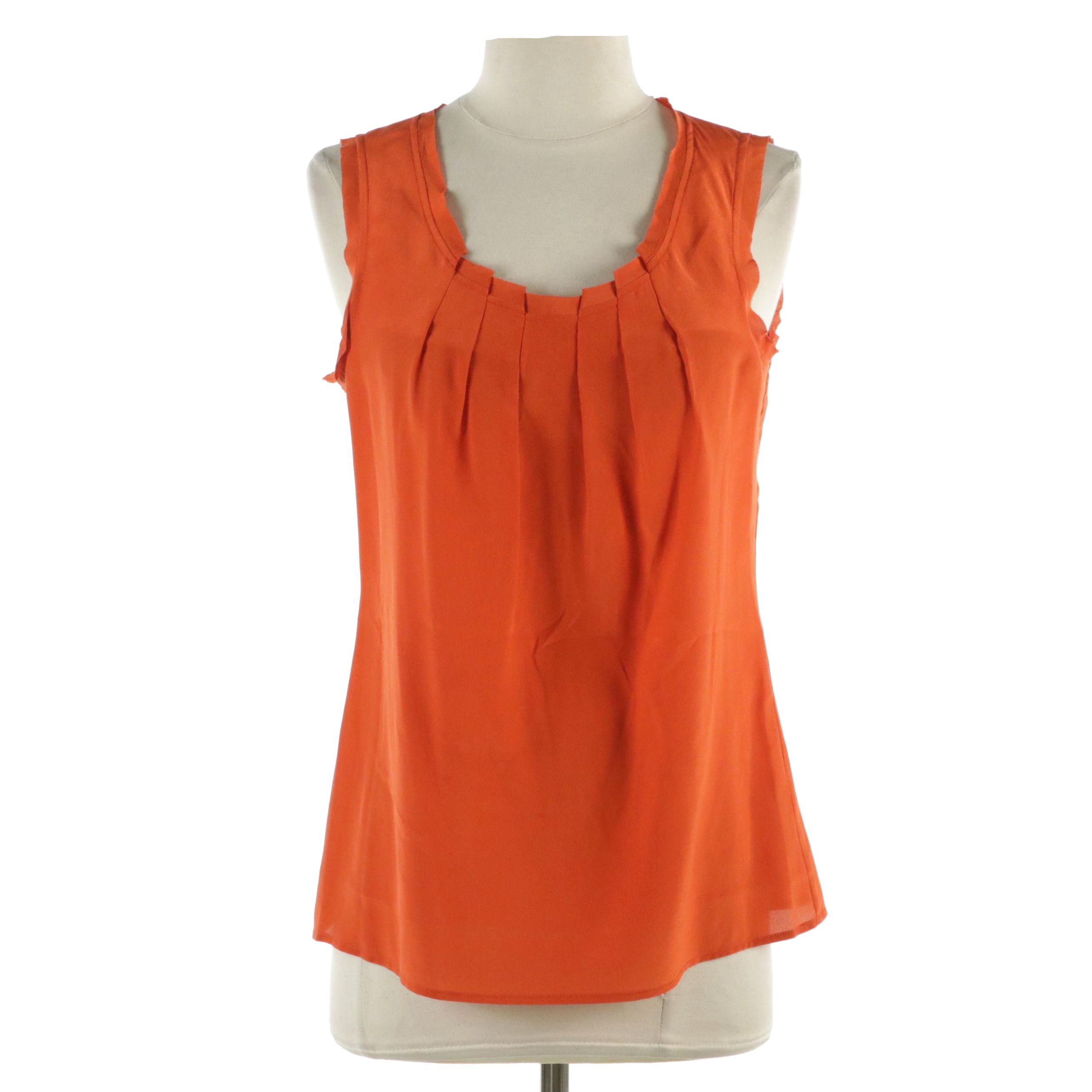 Tory Burch Orange Silk Sleeveless Top