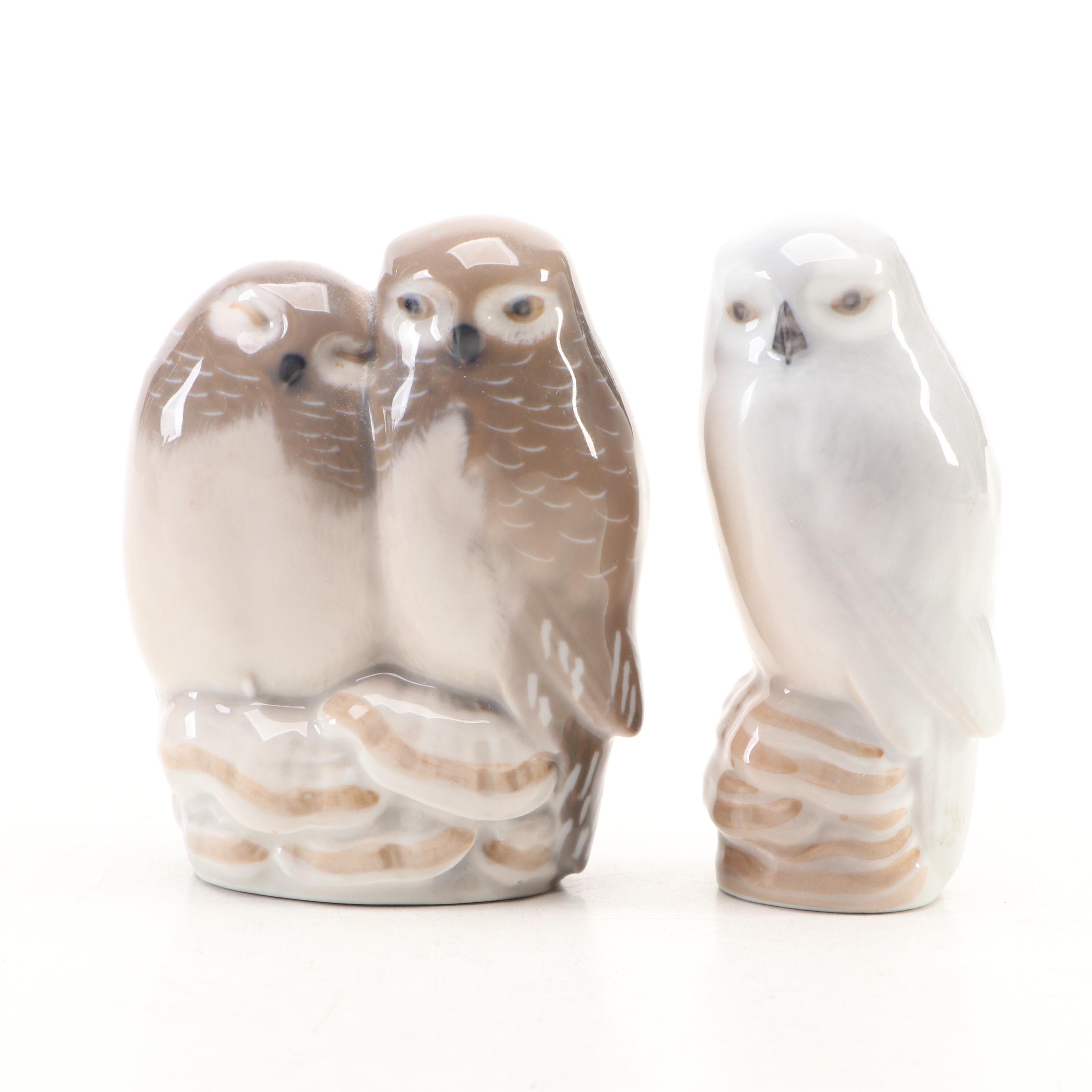 Royal Copenhagen Porcelain Owls, Arctic Foxes and Deer Figures