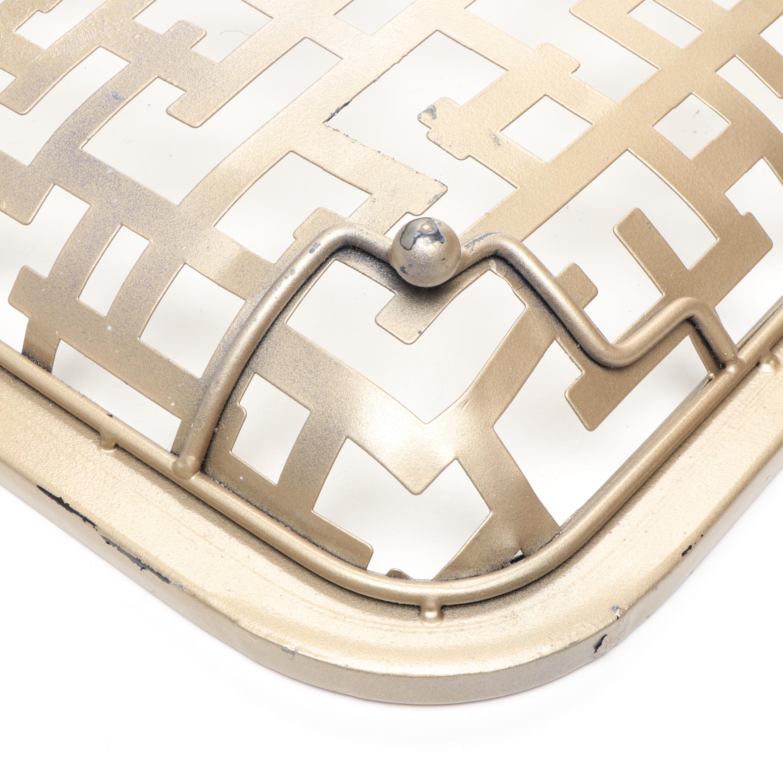 Sun and Sea Collection Tray with Other Metal Stylized Greek Key Square Bowl