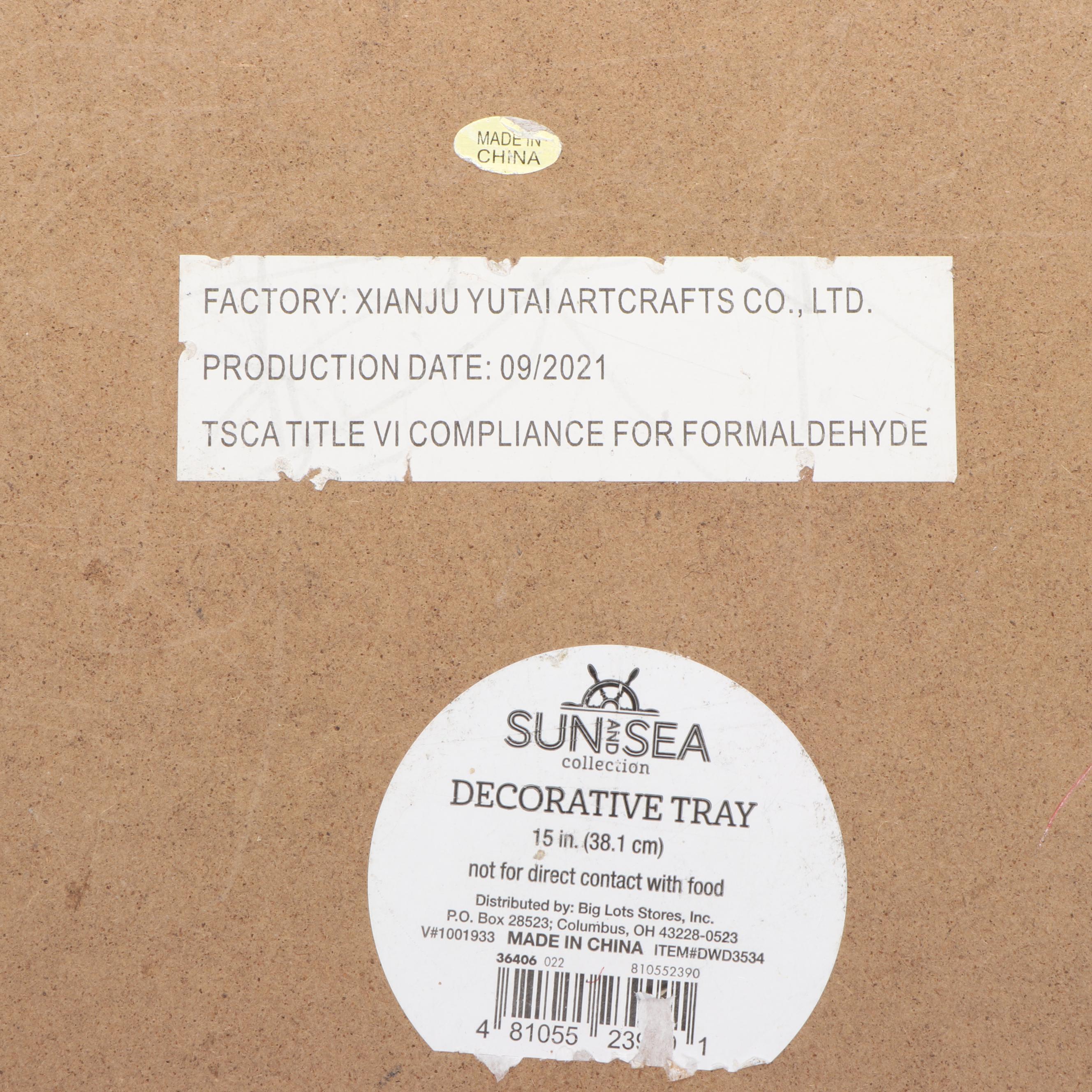 Sun and Sea Collection Tray with Other Metal Stylized Greek Key Square Bowl