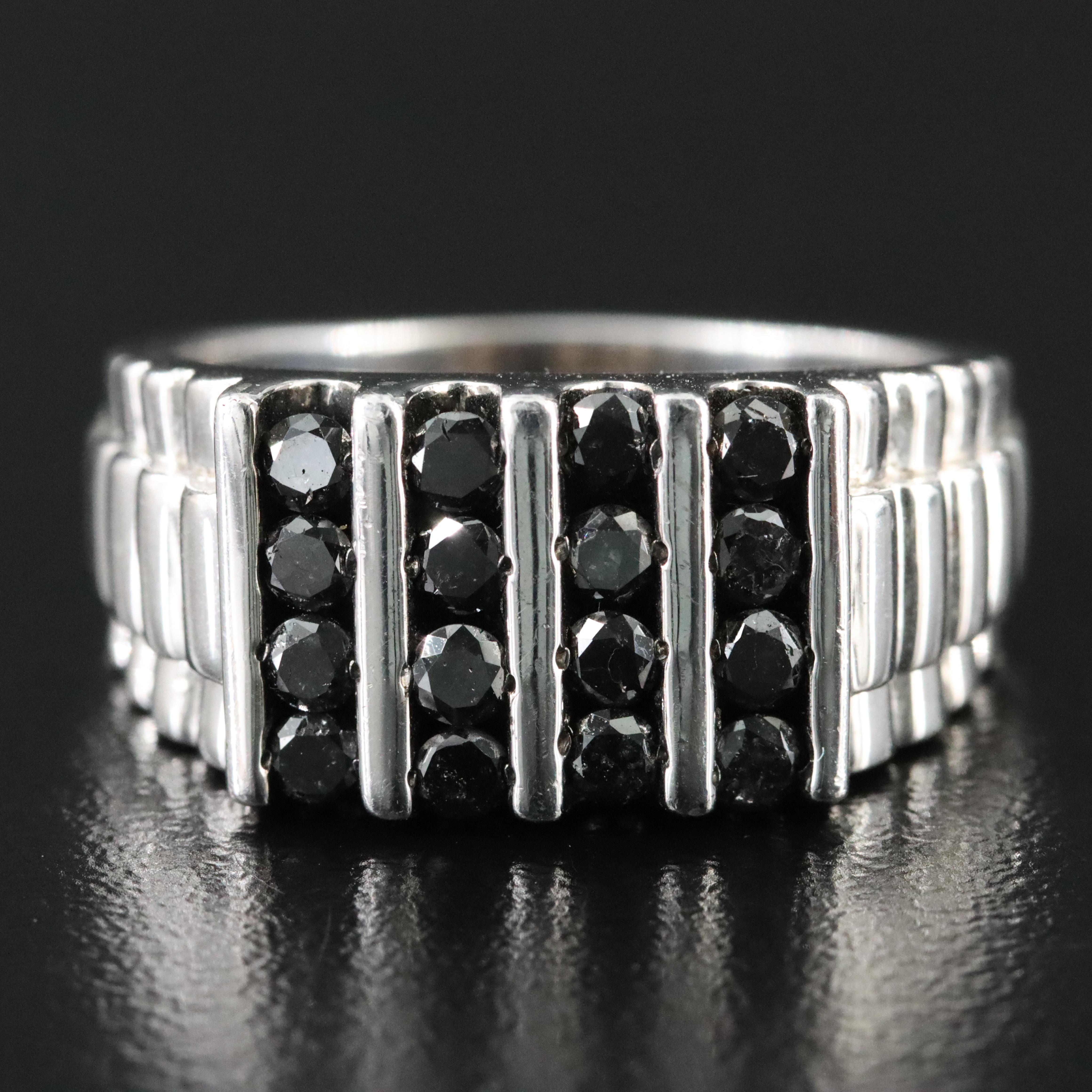 Sterling 0.96 CTW Fancy Black Diamond Ring