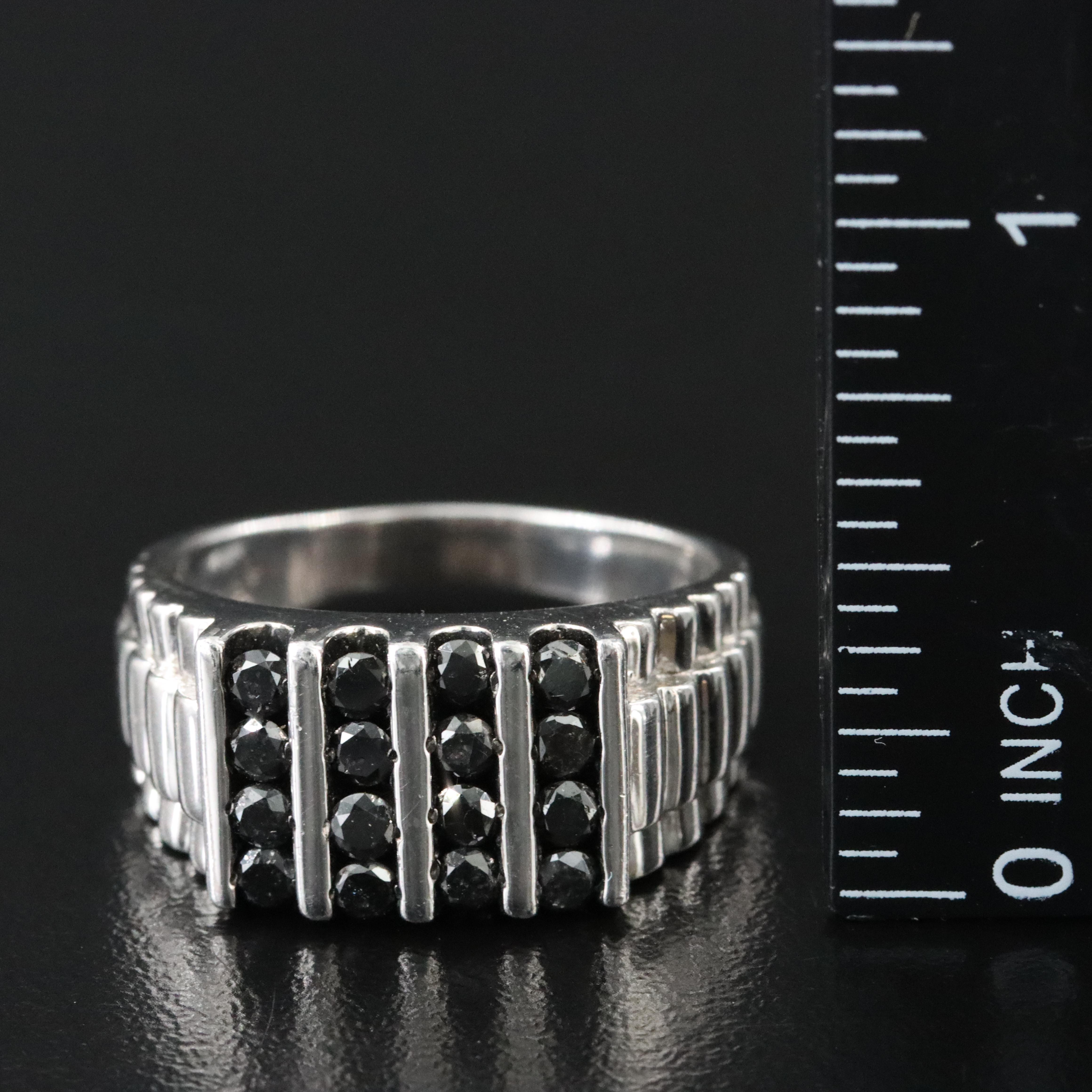 Sterling 0.96 CTW Fancy Black Diamond Ring