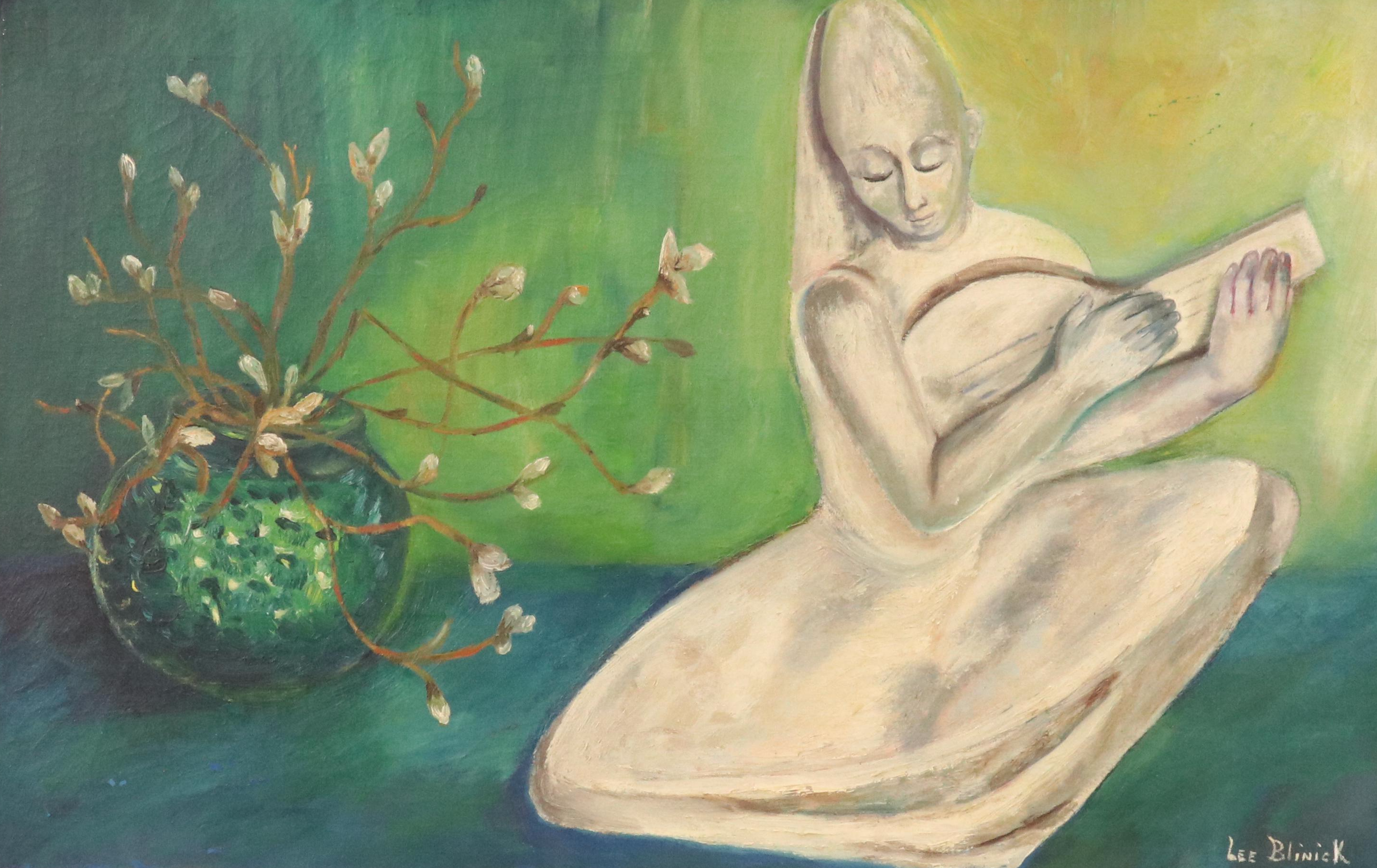 Lee Blinick Oil Painting with Sitting Musician, Late 20th Century