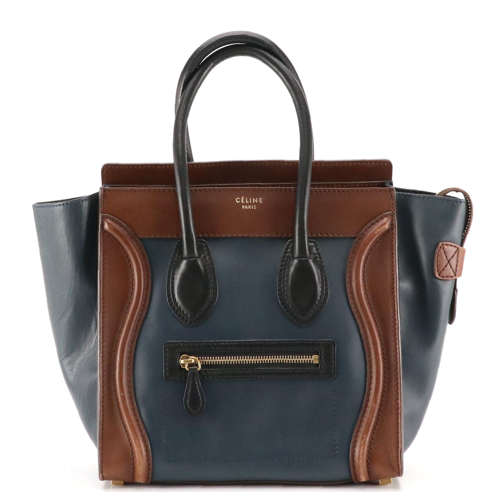 Céline Micro Luggage Handbag Tote in Tricolor Calfskin Leather