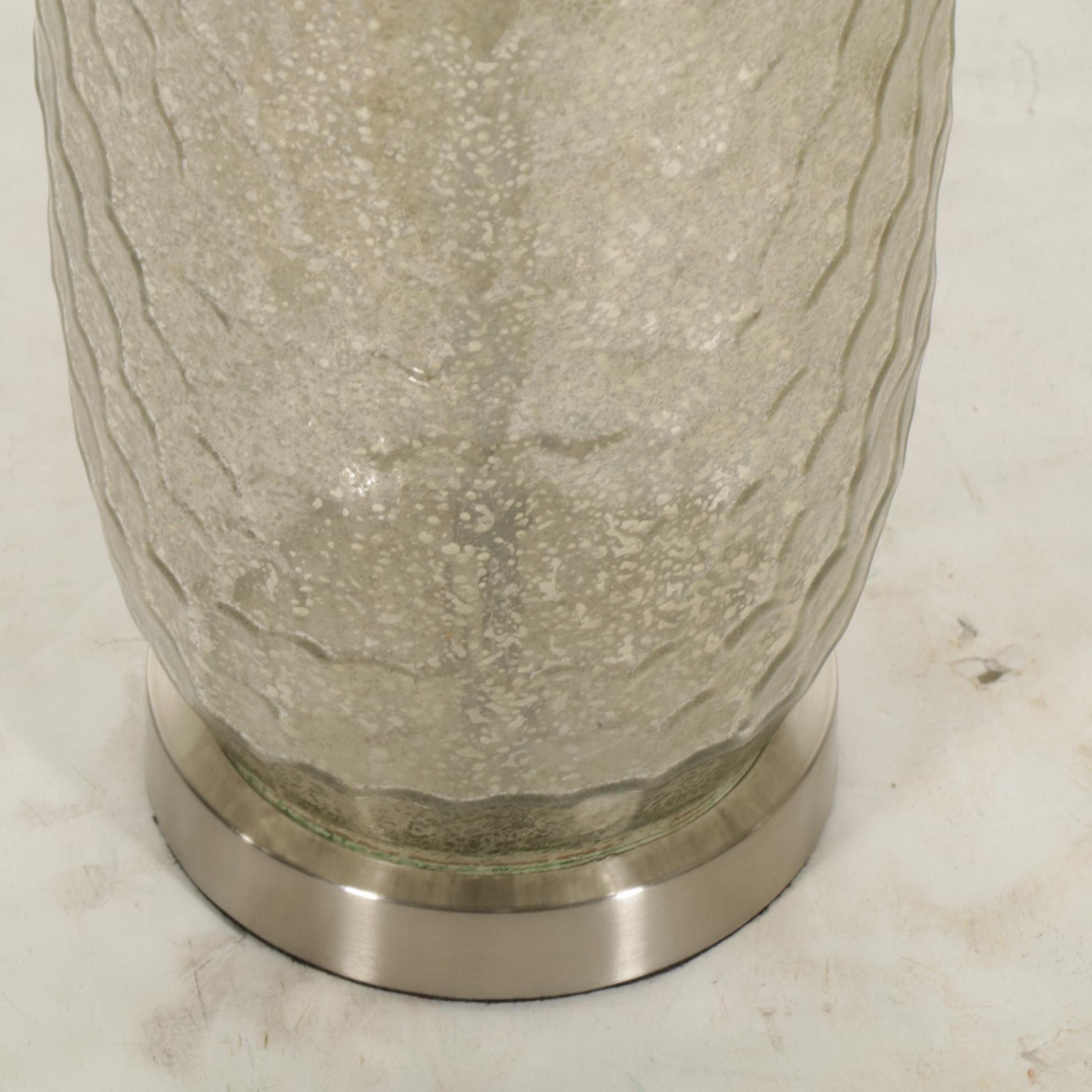 Pair of Dimpled Mercury Glass Table Lamps with Cotton Drum Shades