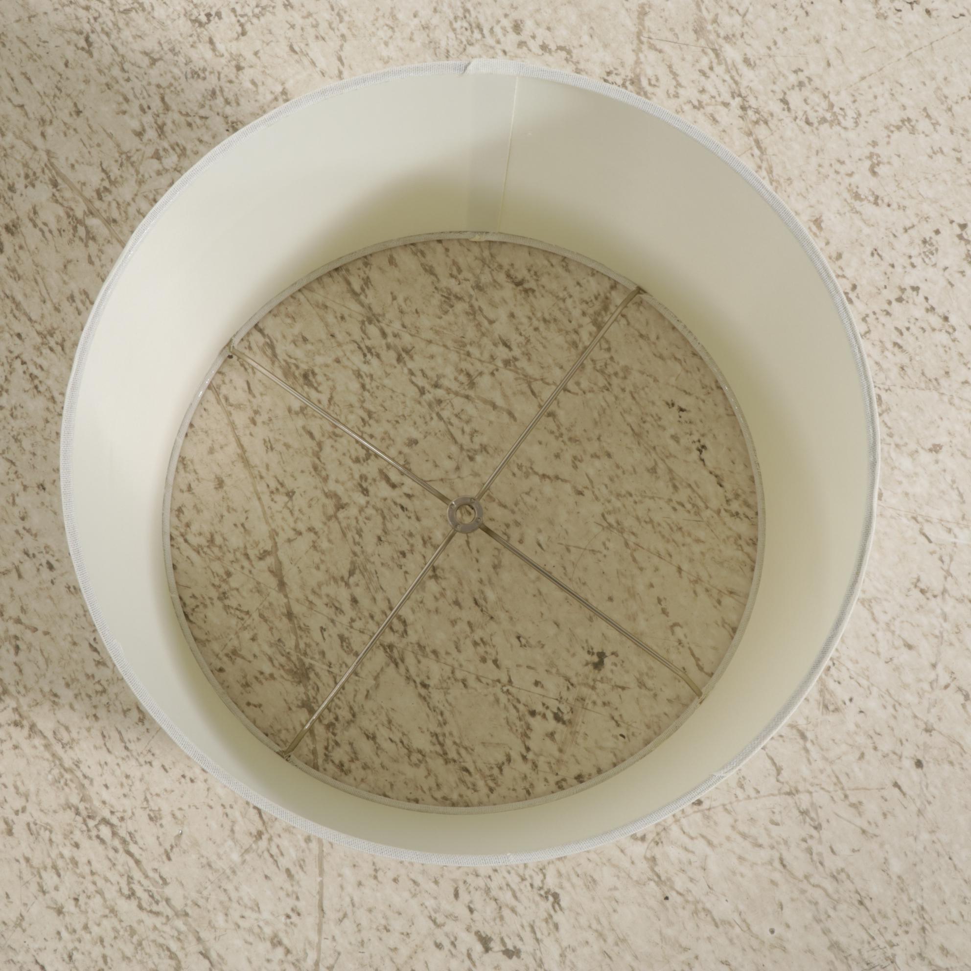 Pair of Dimpled Mercury Glass Table Lamps with Cotton Drum Shades