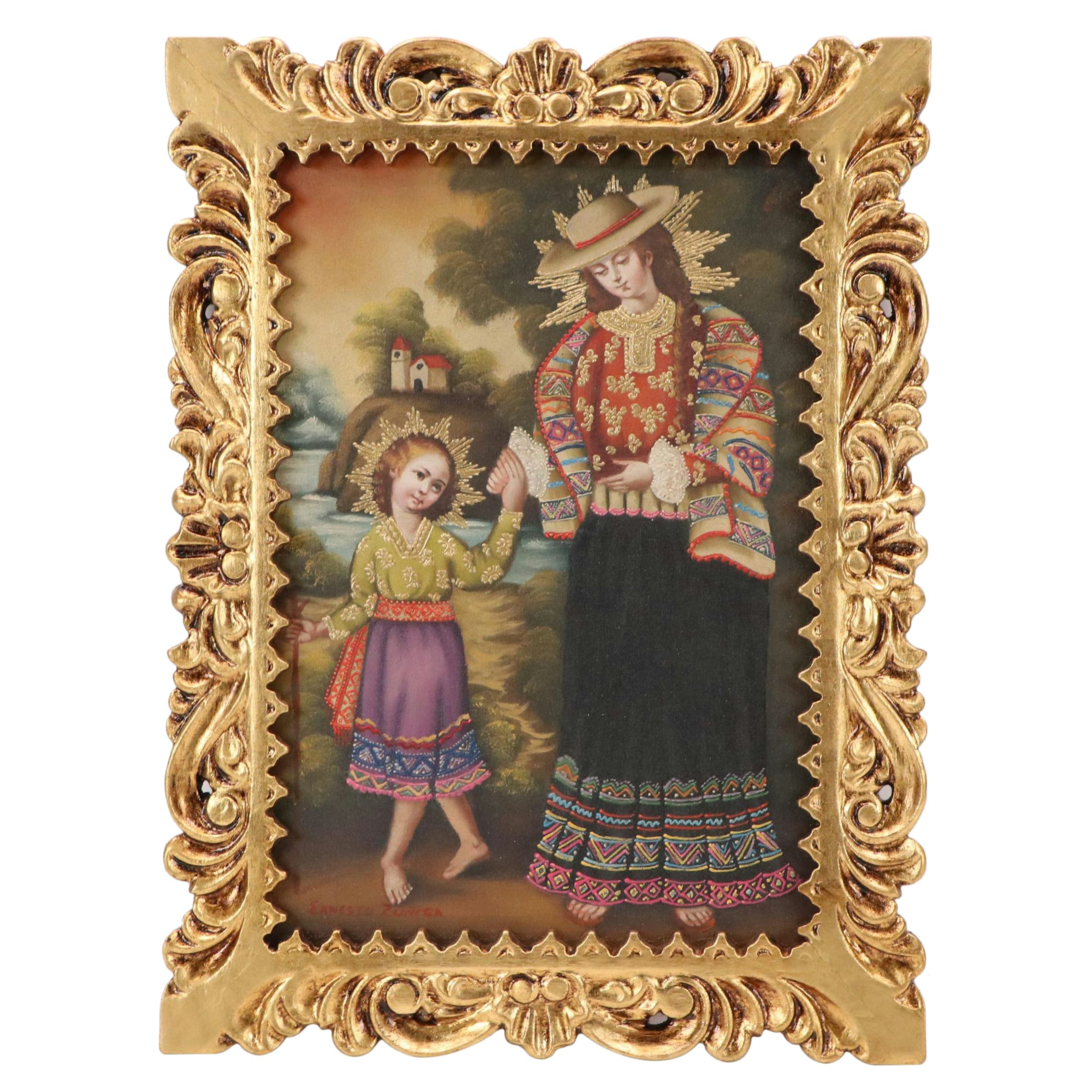 Ernesto Zuñiga Oil Painting "Virgen y el Niño"