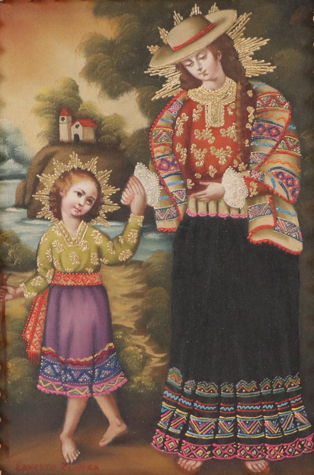 Ernesto Zuñiga Oil Painting "Virgen y el Niño"