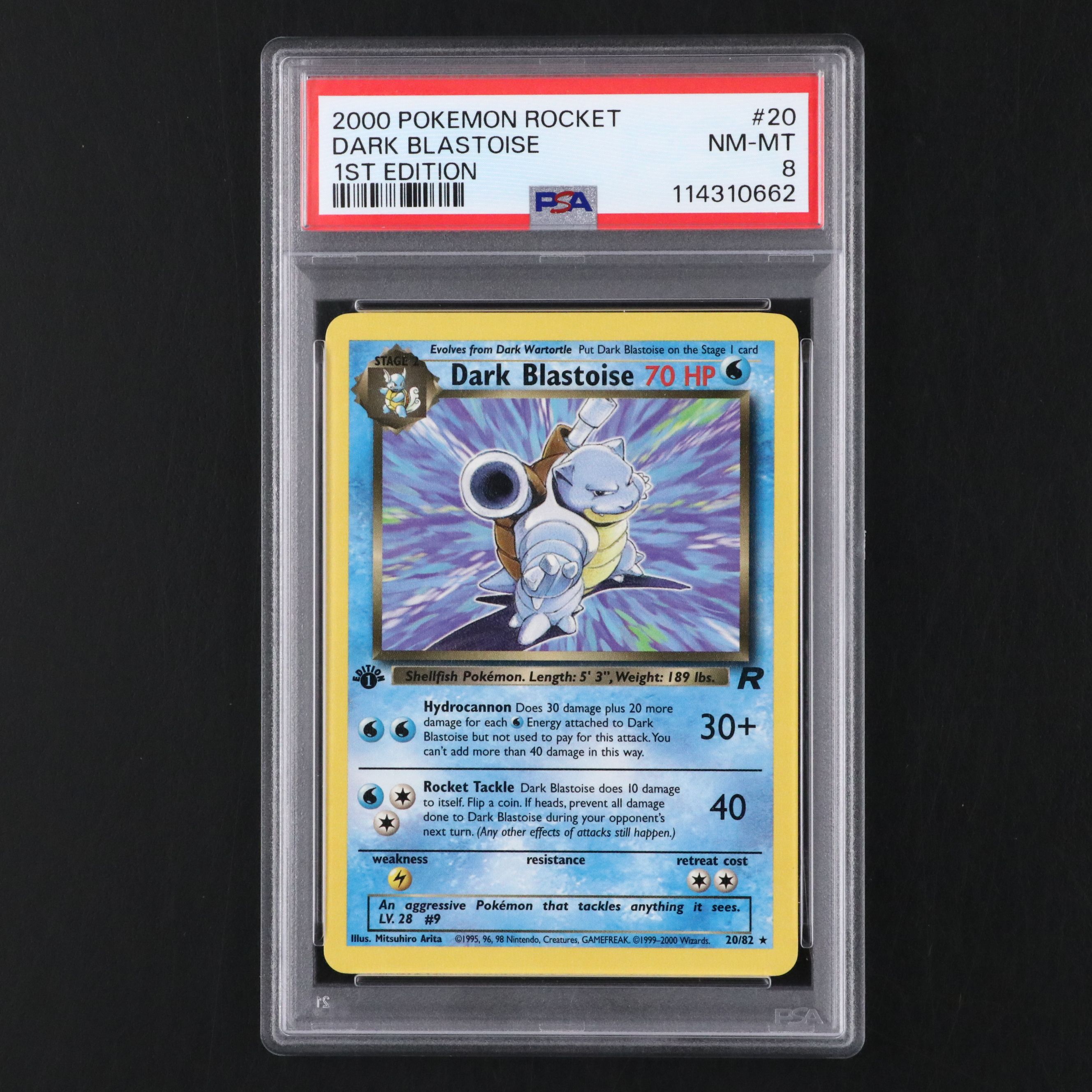 Team Rocket Dark Blastoise 1st Edition Pokémon Card Graded PSA 8