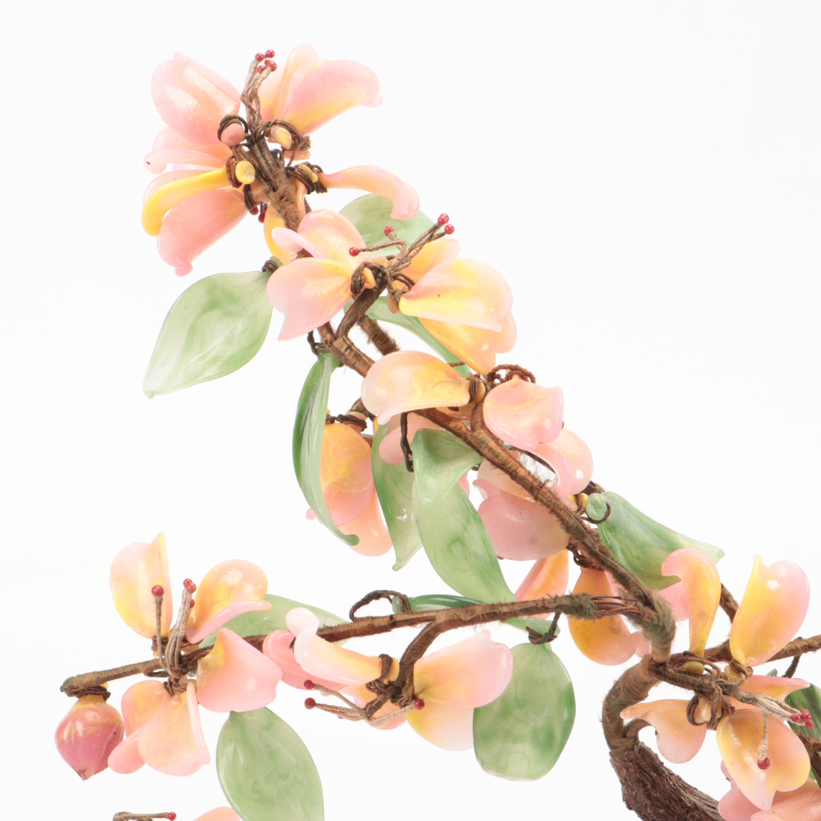 Glass Bonsai Tree with Celadon Ceramic Table Lamp