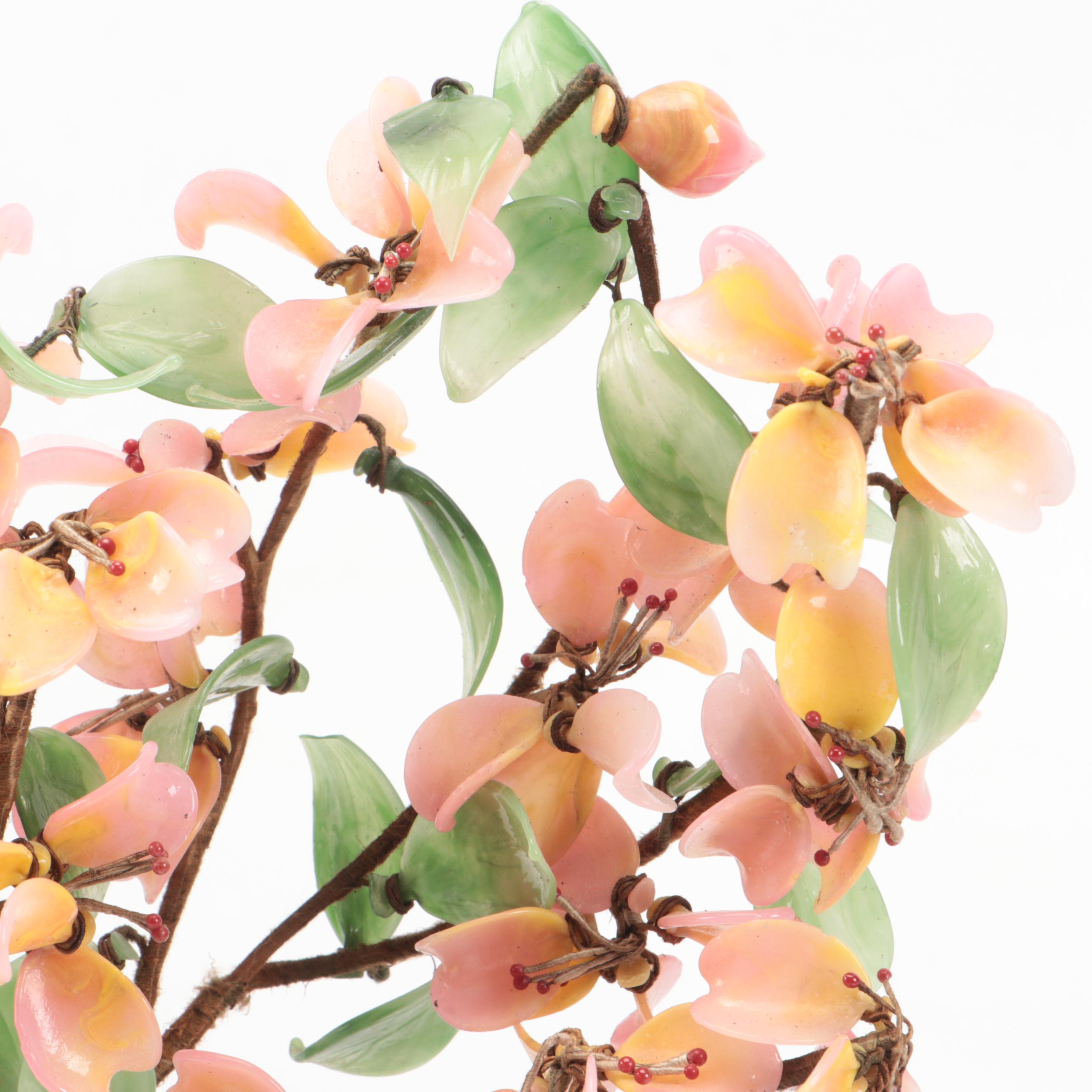 Glass Bonsai Tree with Celadon Ceramic Table Lamp