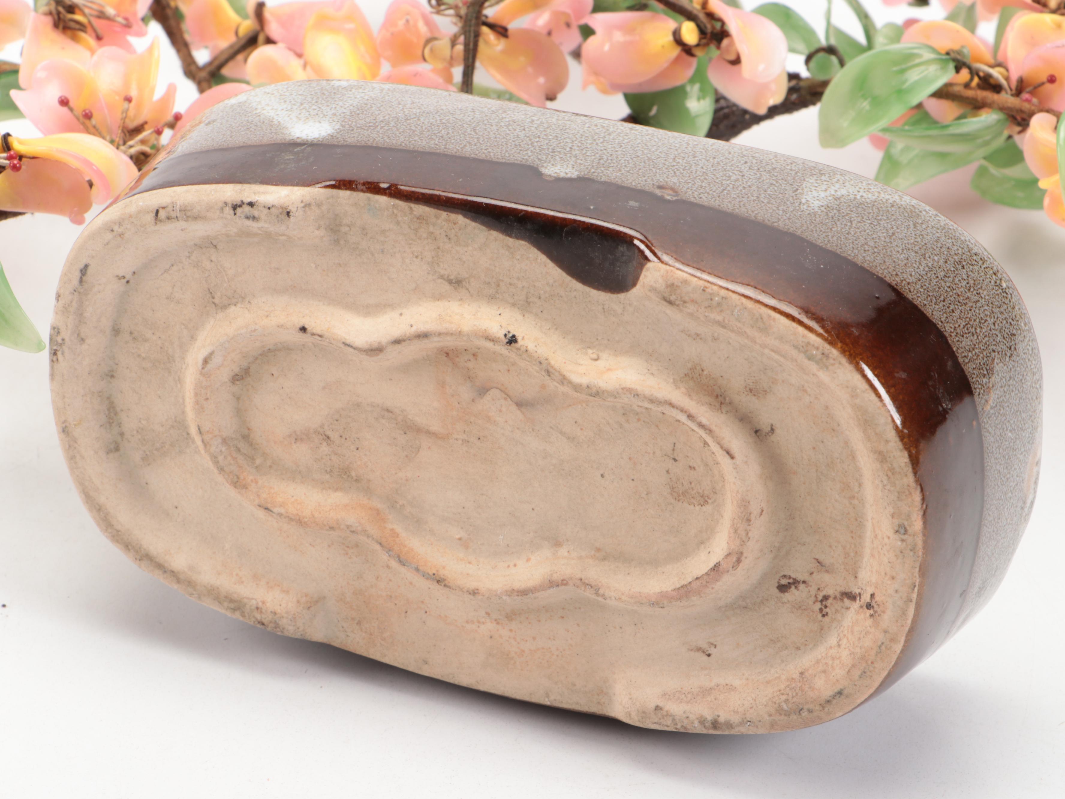 Glass Bonsai Tree with Celadon Ceramic Table Lamp