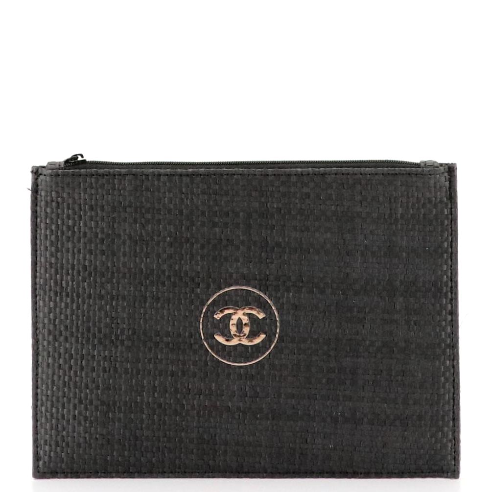 Chanel Makeup Promotional Woven Straw Zip Pouch