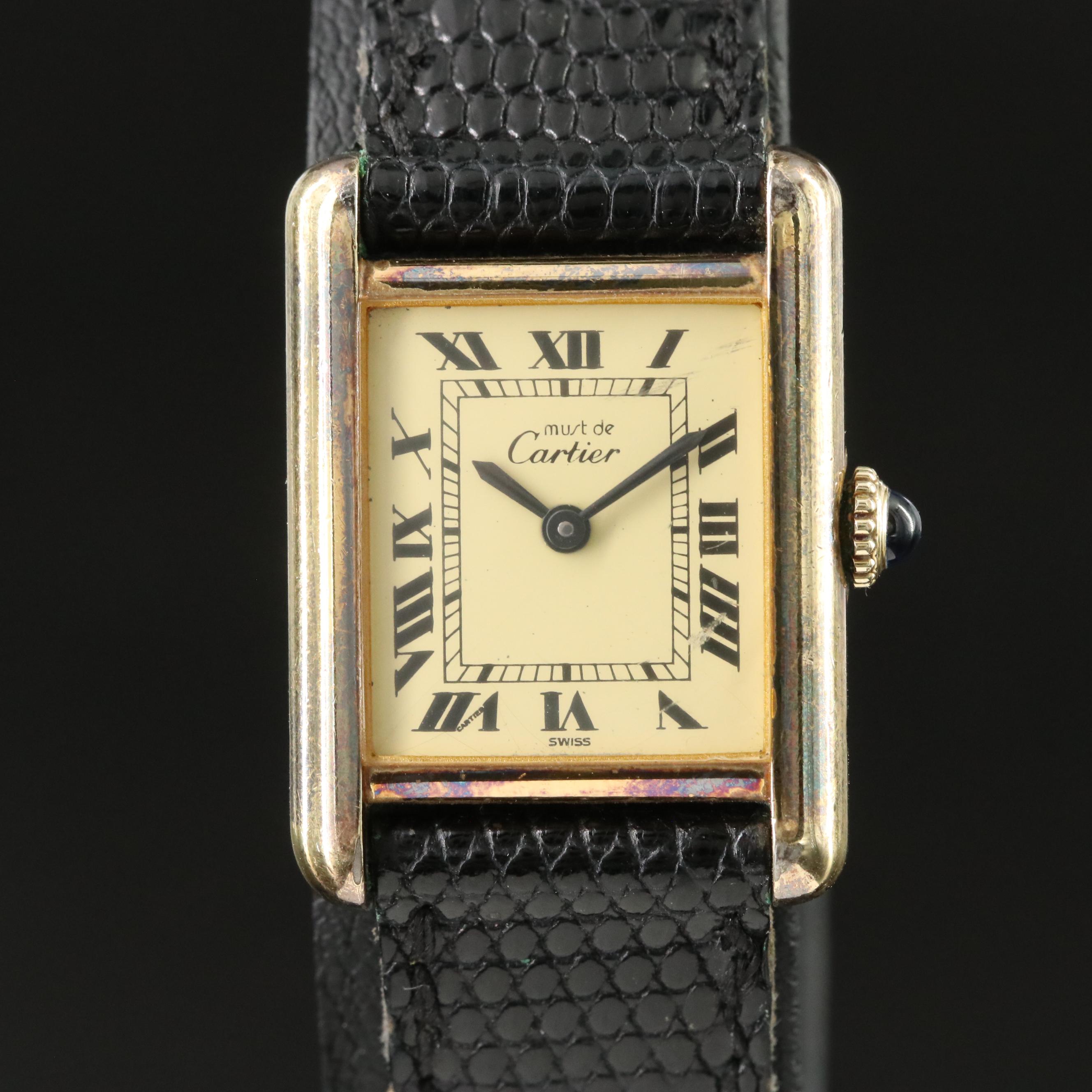 Cartier Must de Cartier 925 Sterling Gold Plated Tank Watch