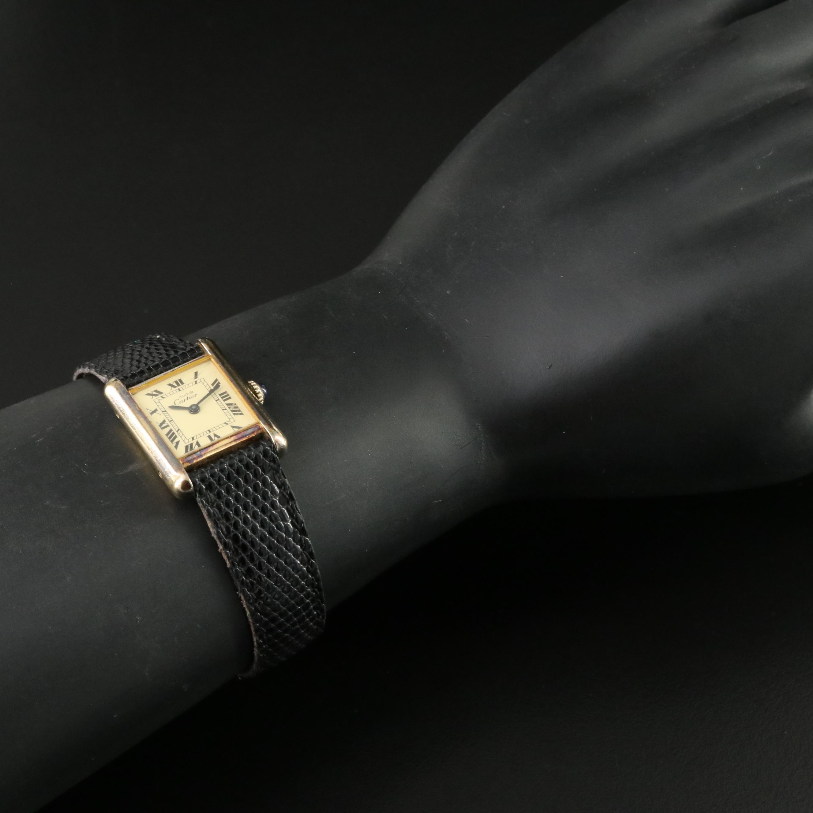 Cartier Must de Cartier 925 Sterling Gold Plated Tank Watch