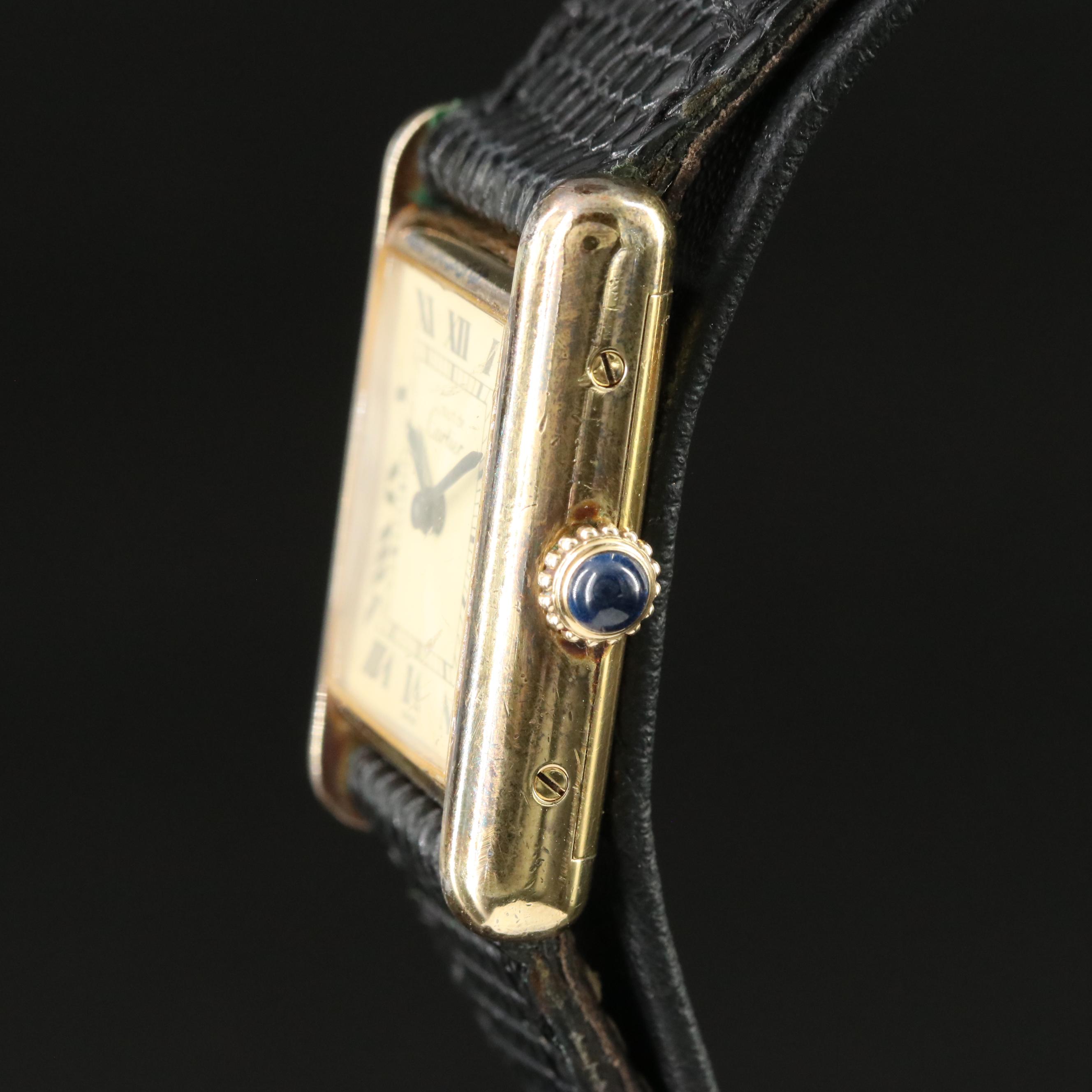 Cartier Must de Cartier 925 Sterling Gold Plated Tank Watch