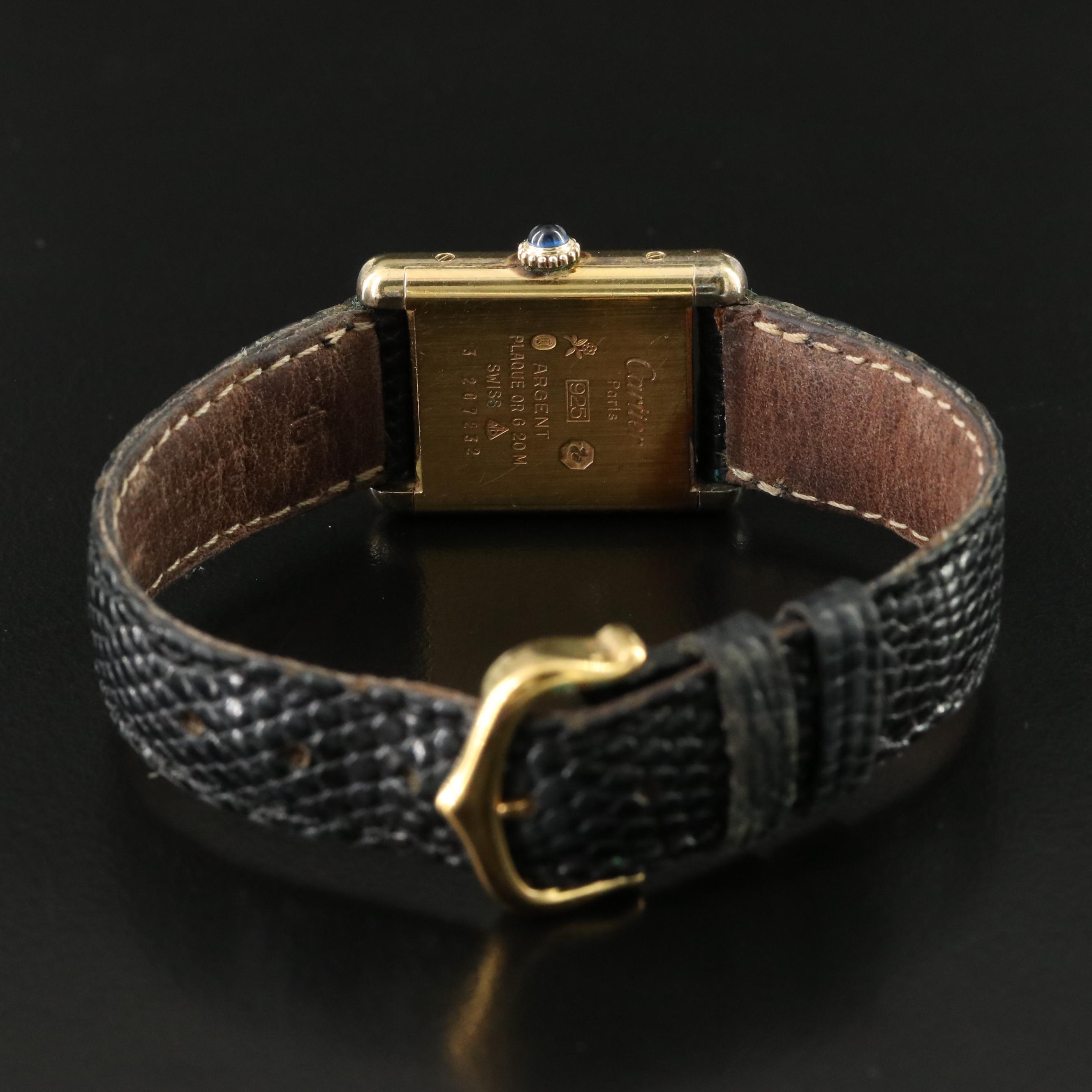 Cartier Must de Cartier 925 Sterling Gold Plated Tank Watch