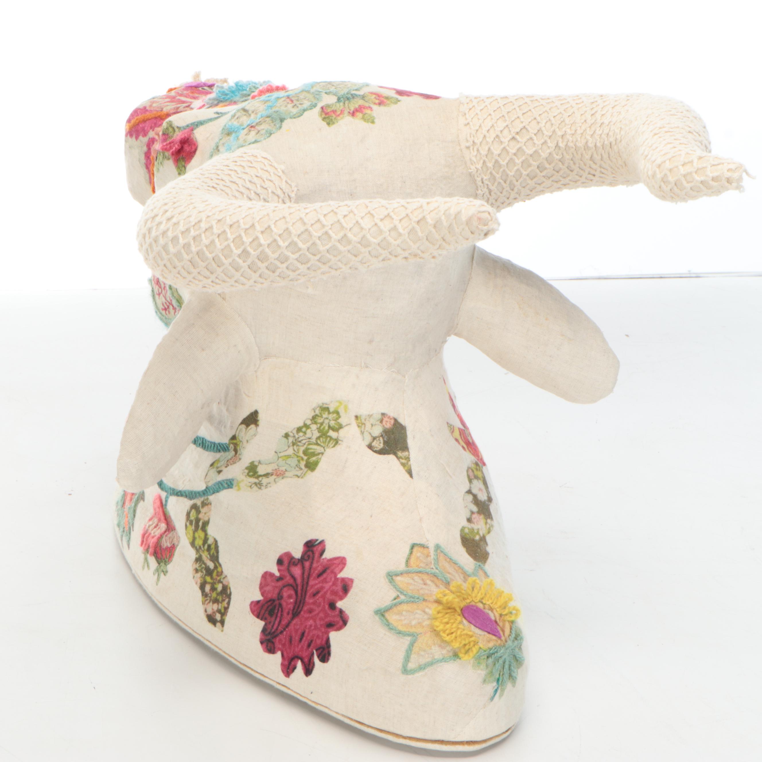 Contemporary Hand Embroidered & Felted Embellishments on Cotton Brahma Bull Head