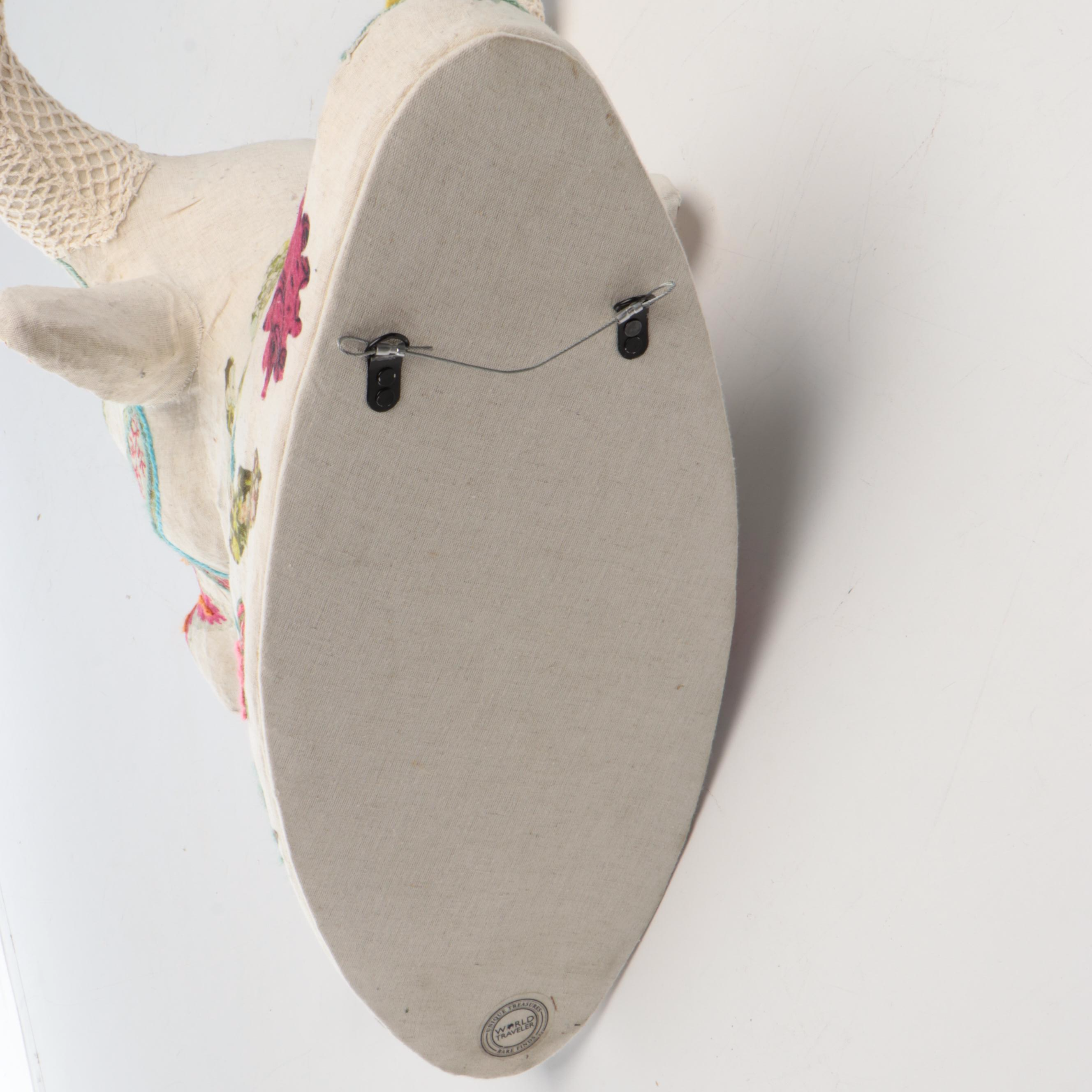 Contemporary Hand Embroidered & Felted Embellishments on Cotton Brahma Bull Head