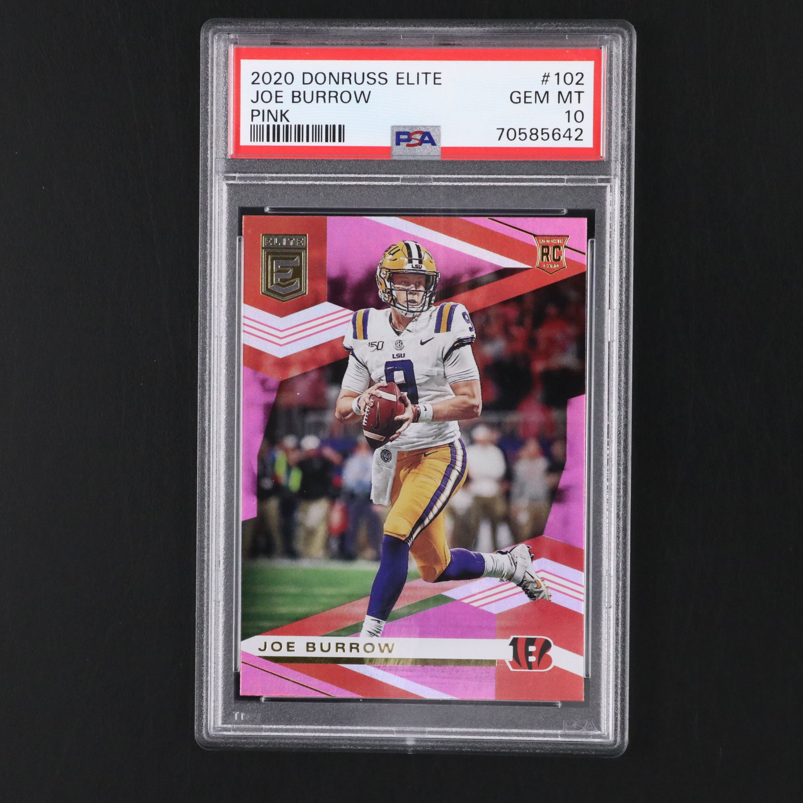2020 Donruss Elite Joe Burrow Rookie Football Card Graded PSA 10