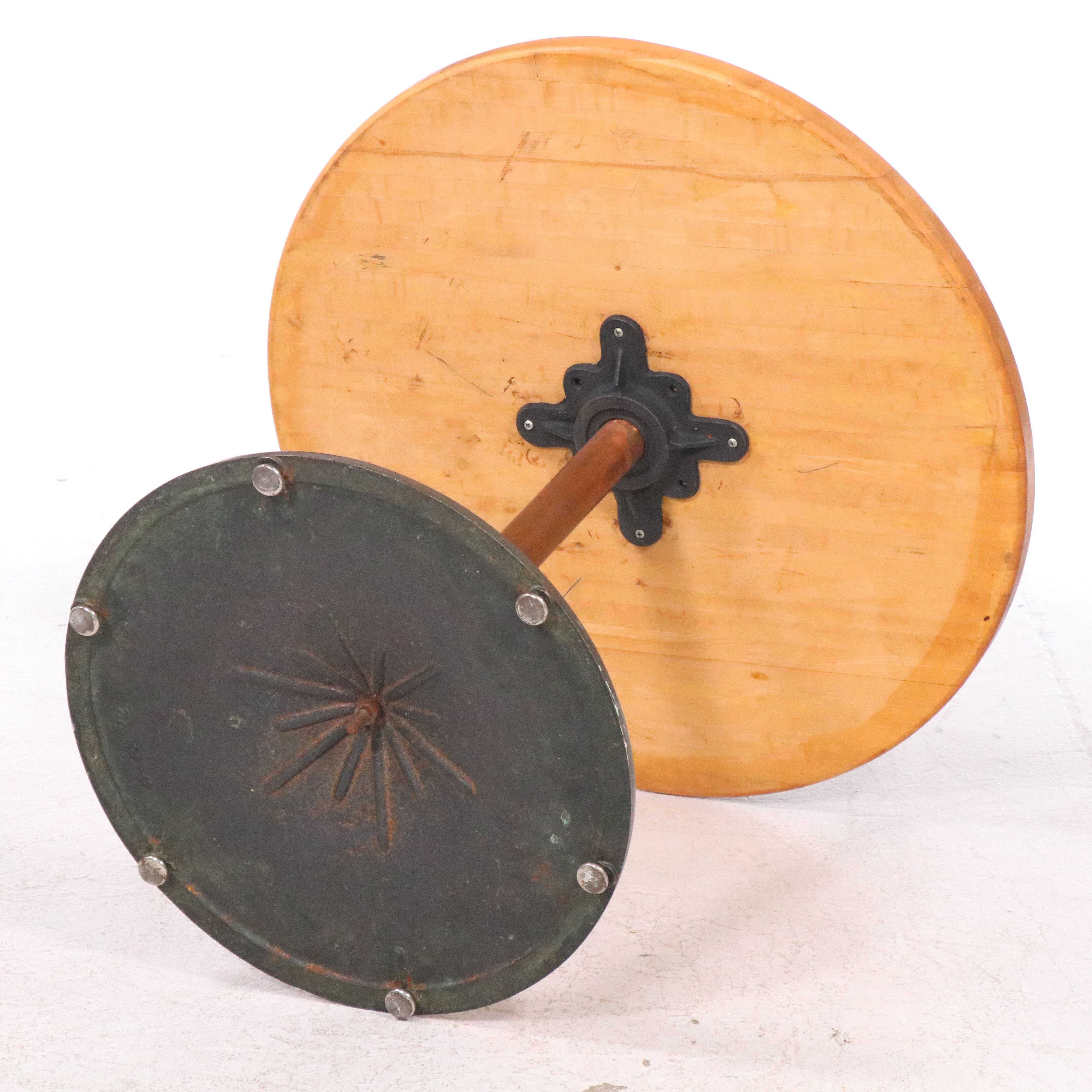 Mid Century Modern Pedestal Bistro Table with Maple Top