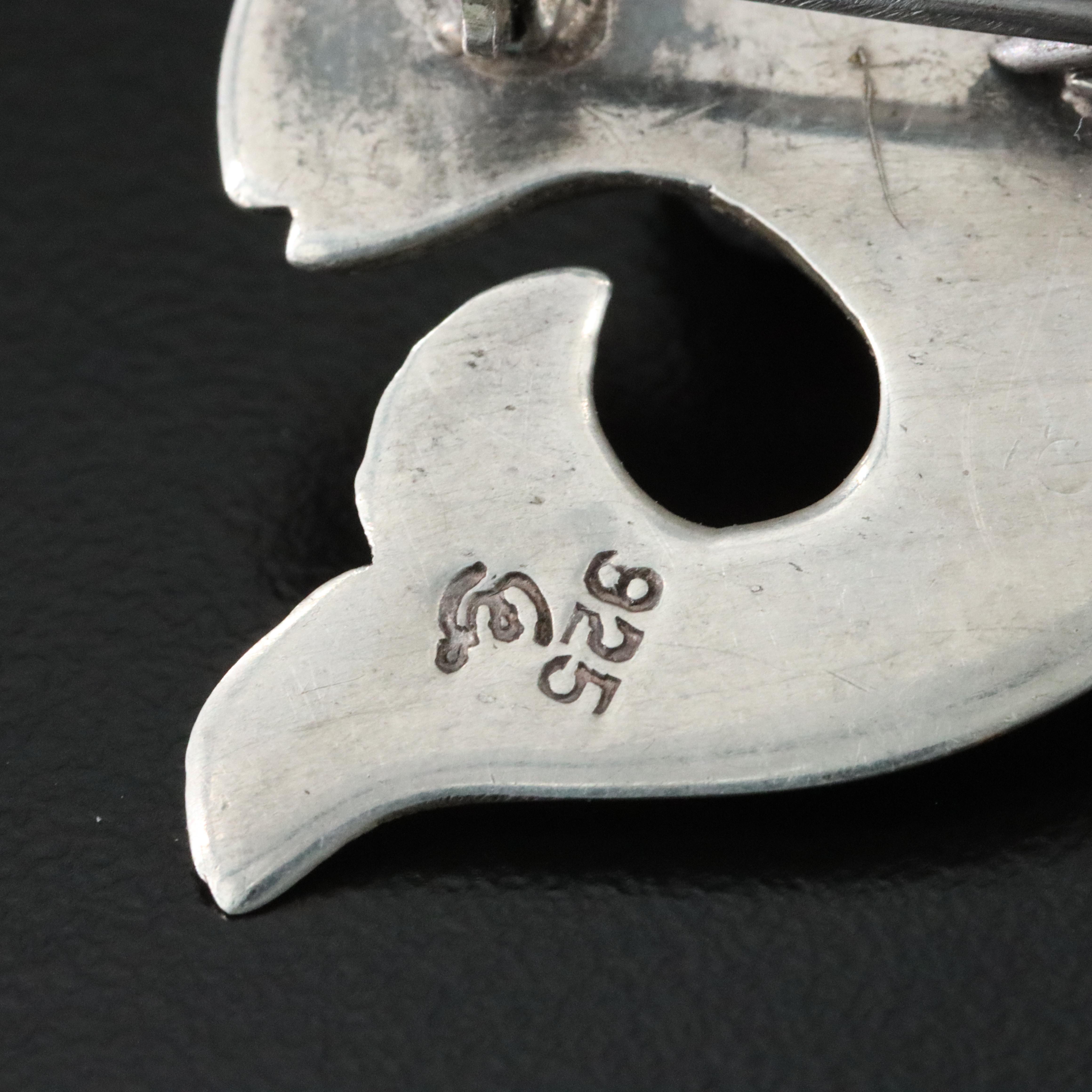 William Spratling Sterling Tortoise Shell Fish Brooch Pair