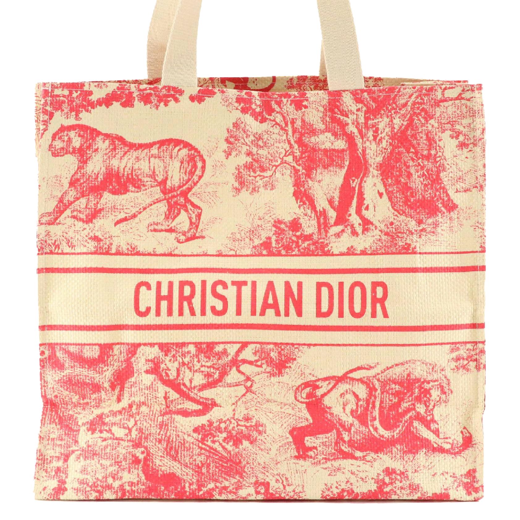 Christian Dior Promotional Pink Dioriviera Woven Paper Straw Shopper Tote