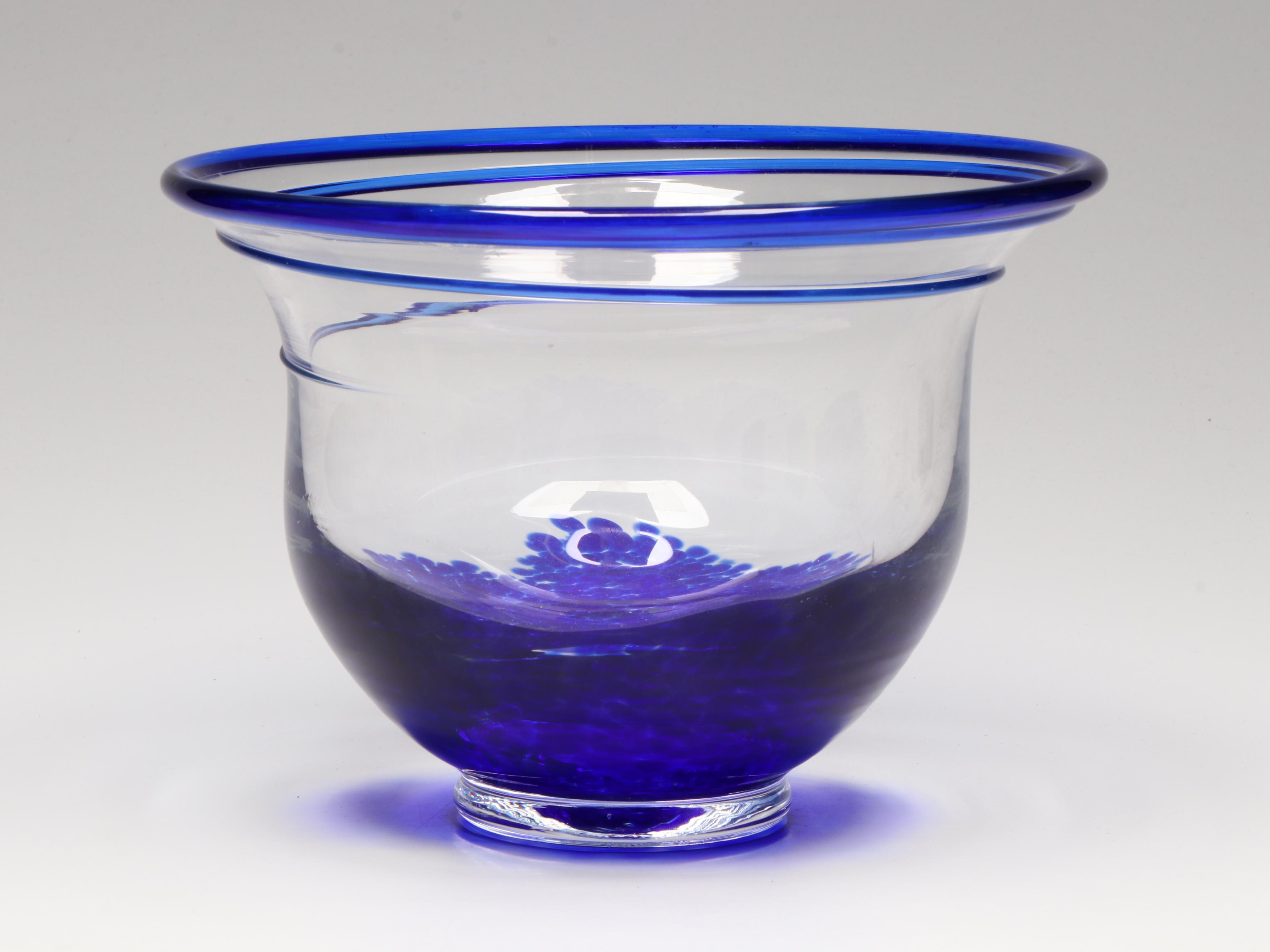 Studio Handblown Art Glass Decorative Bowl