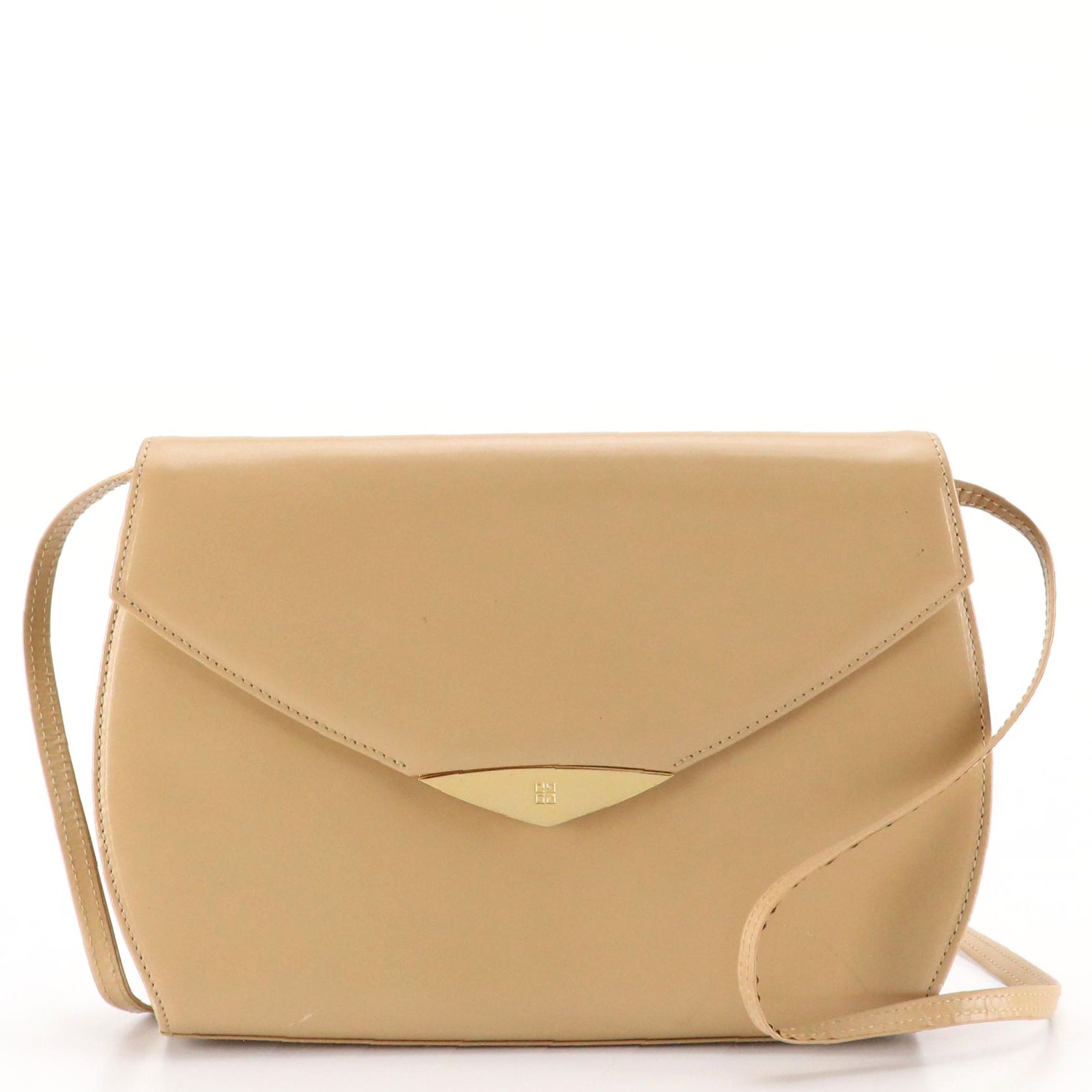 Givenchy Vintage Envelope-Flap Shoulder Bag in Smooth Beige Leather