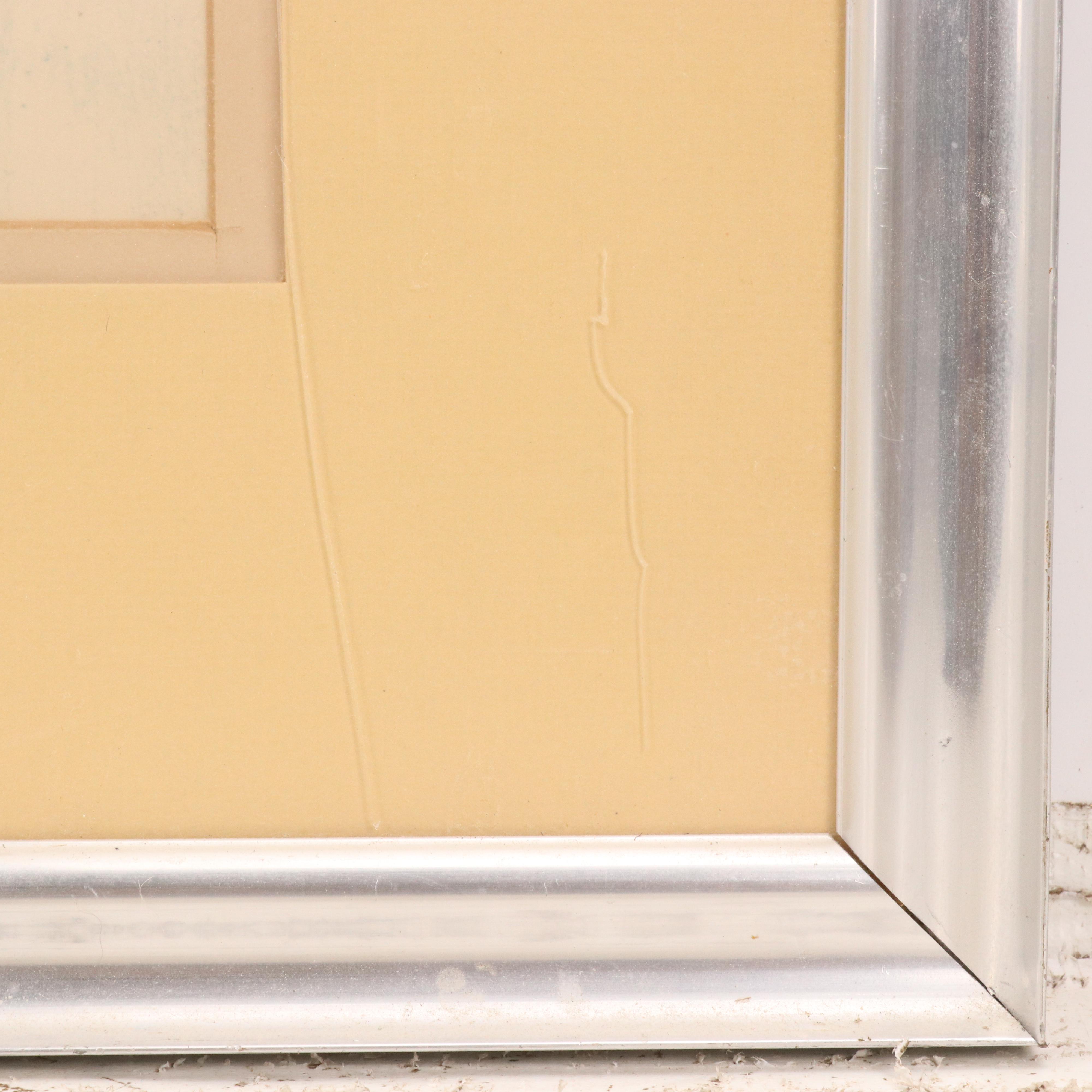 Offset Lithograph with Abstract Constructed Landscape, Late 20th Century