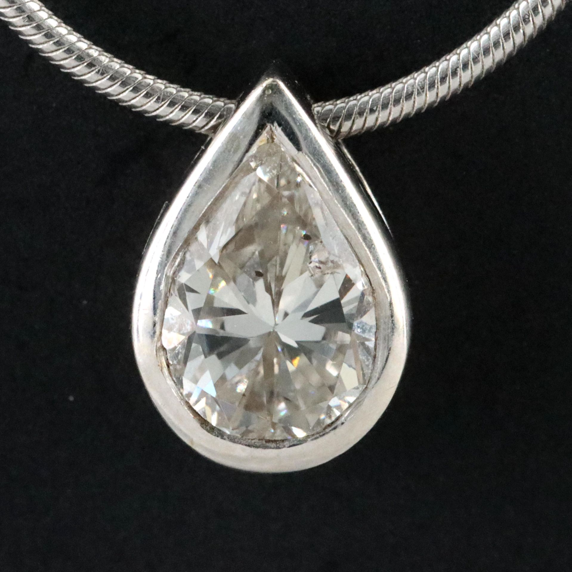 14K 1.18 CT Diamond Solitaire Pendant Necklace