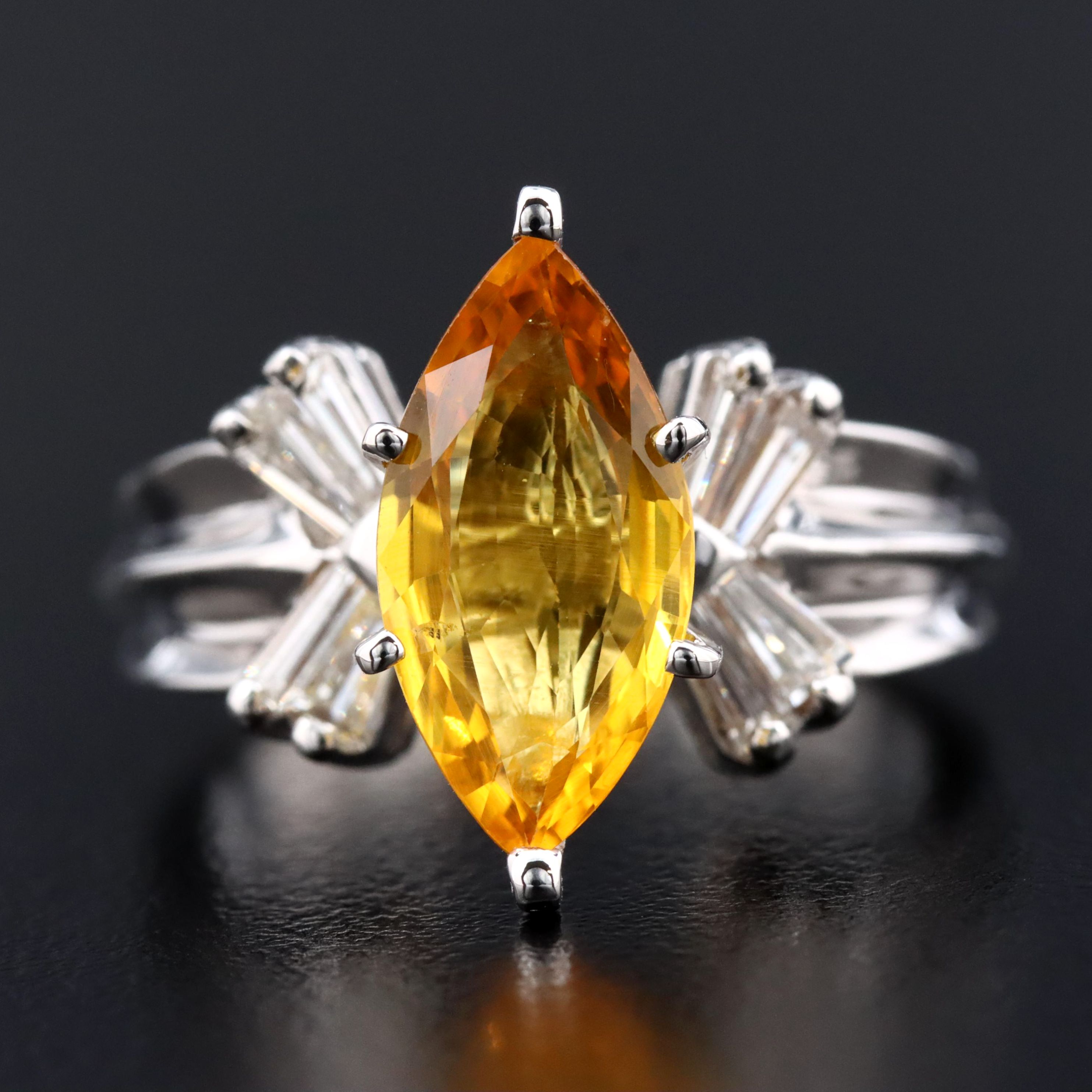 14K 2.60 CT Sapphire and Diamond Ring with GIA Report